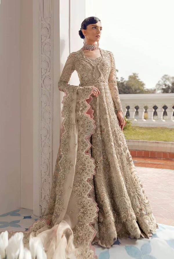 Alena – Light Gold Embellished Bridal Lehenga