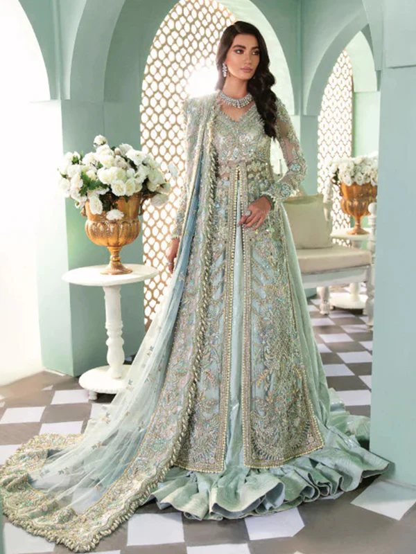 Zona – Sage Green & Mint Embroidered Ensemble