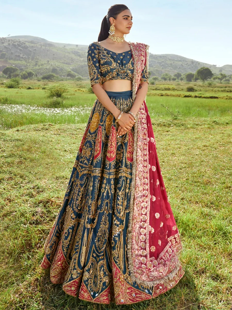 Best Price Ahmad Sultan Inspired Suraz Raw Silk Lehnga – Wedding Wear | IQNAZ