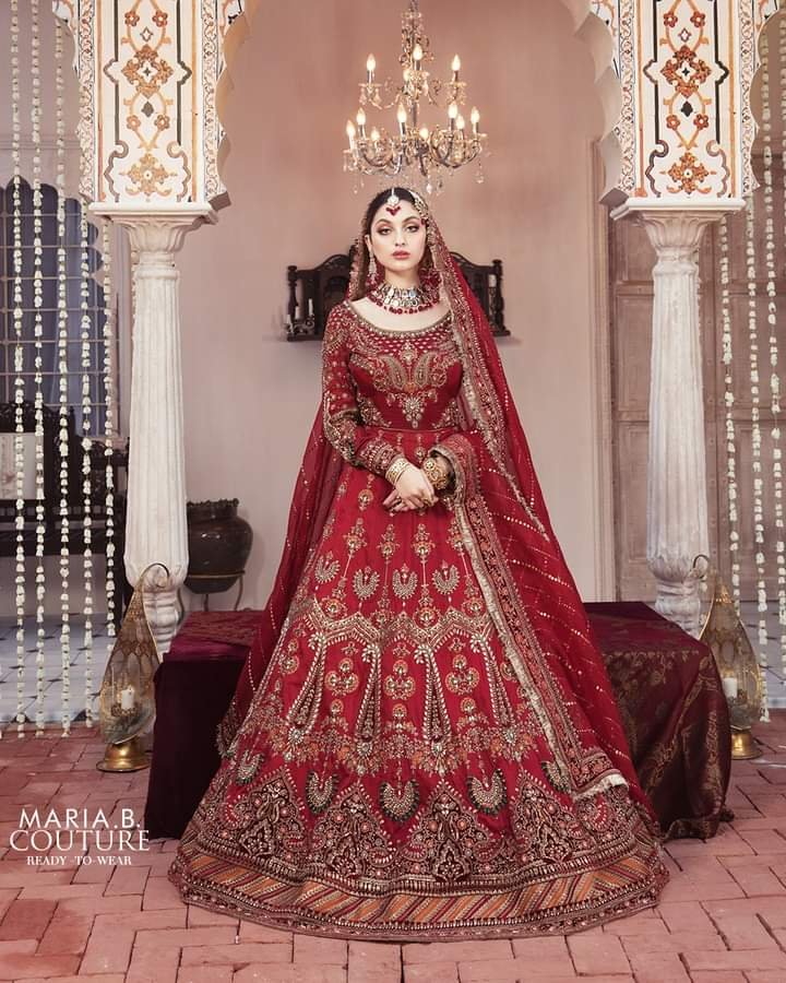 Navera – Deep Red Mughal-Inspired Bridal Leheng