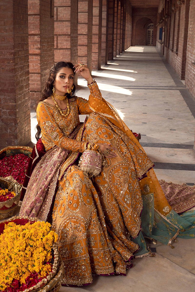 Maria B Gul Hand Embellished Organza Party Wear Suit - Close-Up Hand Embellishment Tilla & Pearl Work | IQNAZ