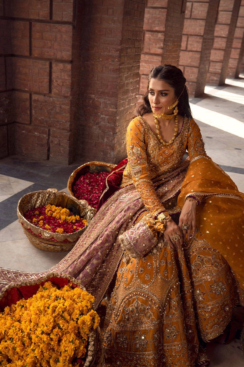 Maria B Gul Hand Embellished Organza Party Wear Suit - Matching Bottom & Trouser Fabric Details | IQNAZ