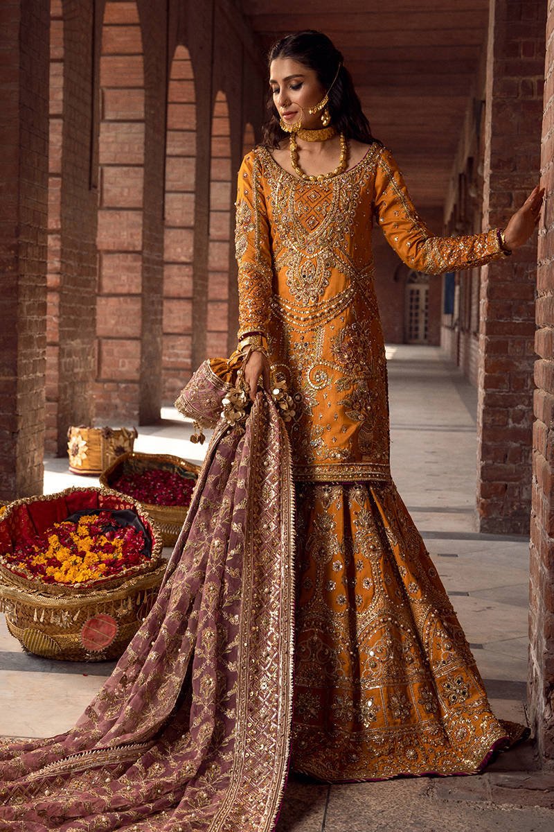 Maria B Gul Hand Embellished Organza Party Wear Suit - Model Front Look | Pakistani Designer Replica Wholesale | IQNAZ