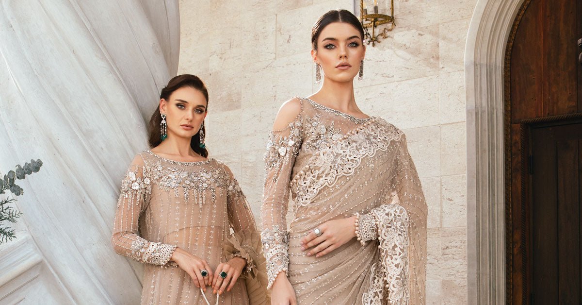 Maria B BD-2801 Embroidered Organza Saree – Photoshoot Angle 15 Maria B BD-2801 Embroidered Organza Saree - Designer Photoshoot Gallery Angle 15 | IQNAZ Couture
