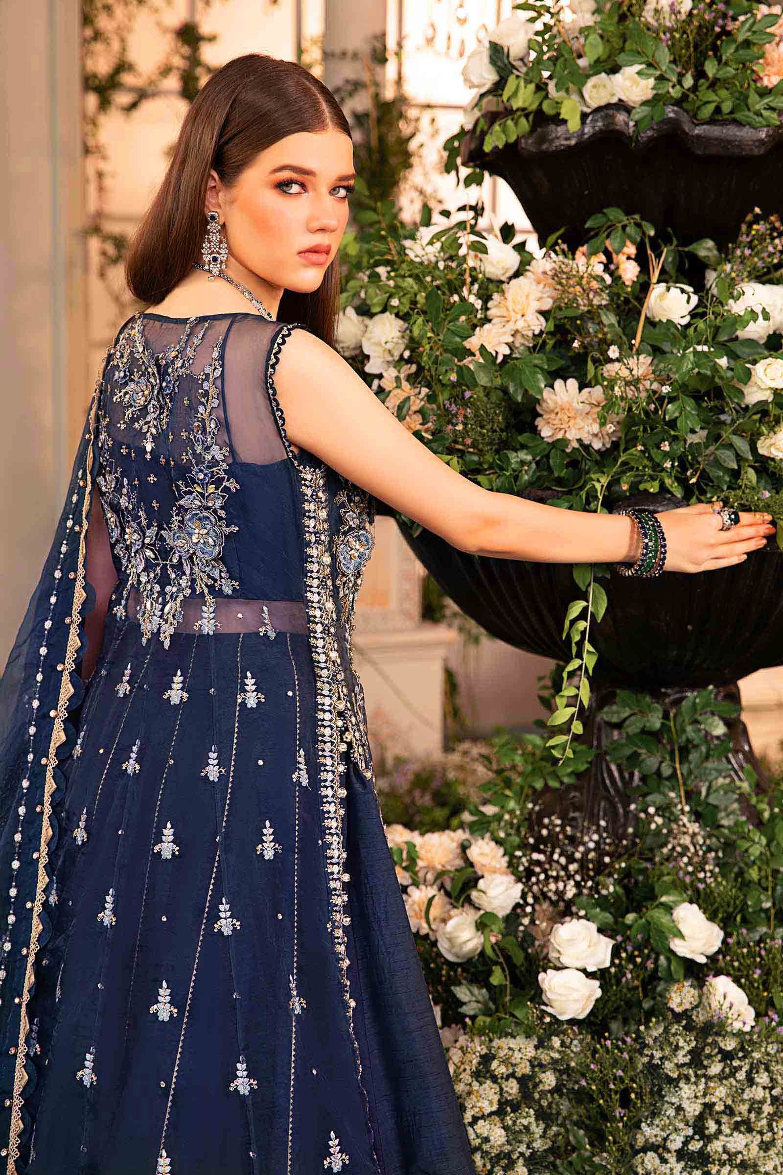 Maria B BD-2901 Hand Embellished Organza Flared Suit - Designer Photoshoot Gallery Angle 13 | IQNAZ Couture