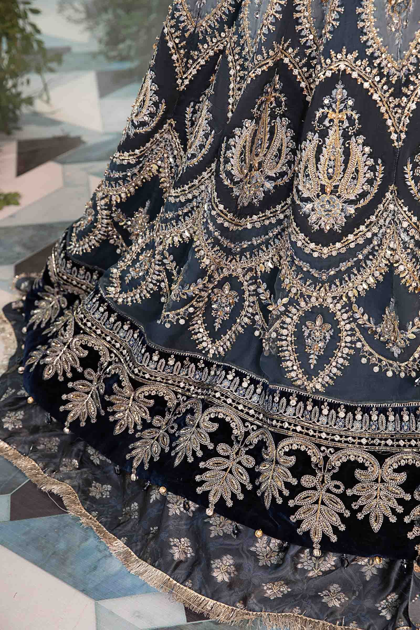 Maria B BD-2901 Hand Embellished Organza Flared Suit - Matching Bottom & Trouser Fabric Details | IQNAZ