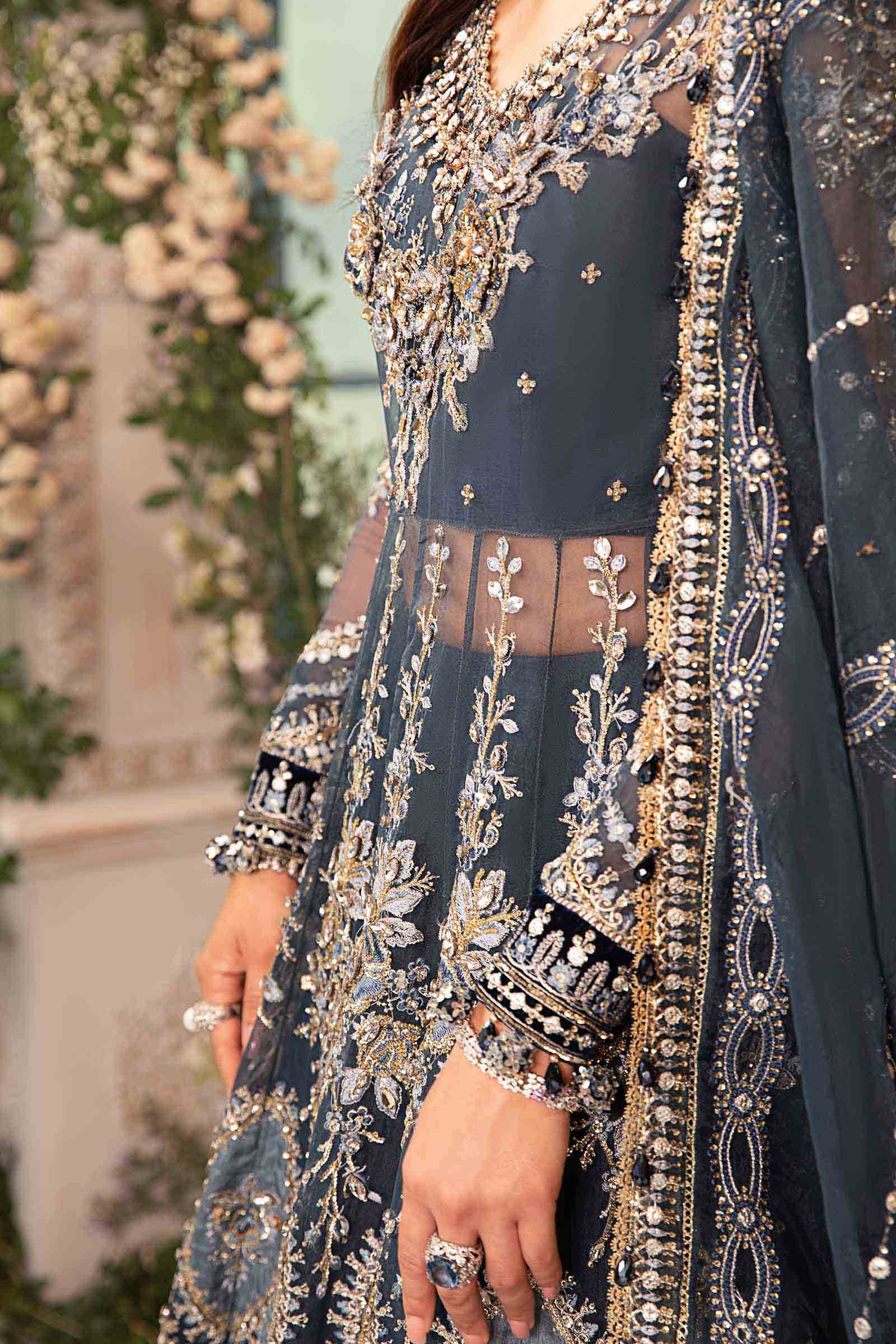 Maria B BD-2901 Hand Embellished Organza Flared Suit - Designer Photoshoot Gallery Angle 8 | IQNAZ Couture
