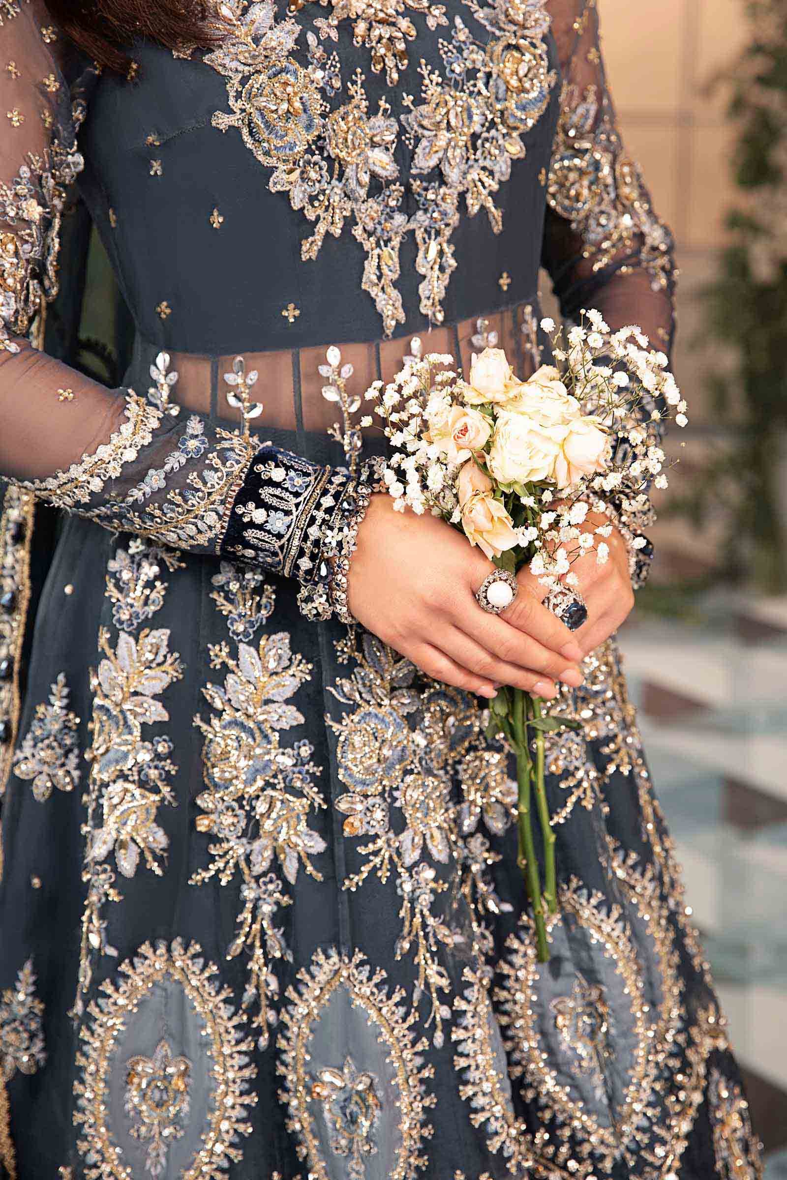 Maria B BD-2901 Hand Embellished Organza Flared Suit - Designer Photoshoot Gallery Angle 9 | IQNAZ Couture