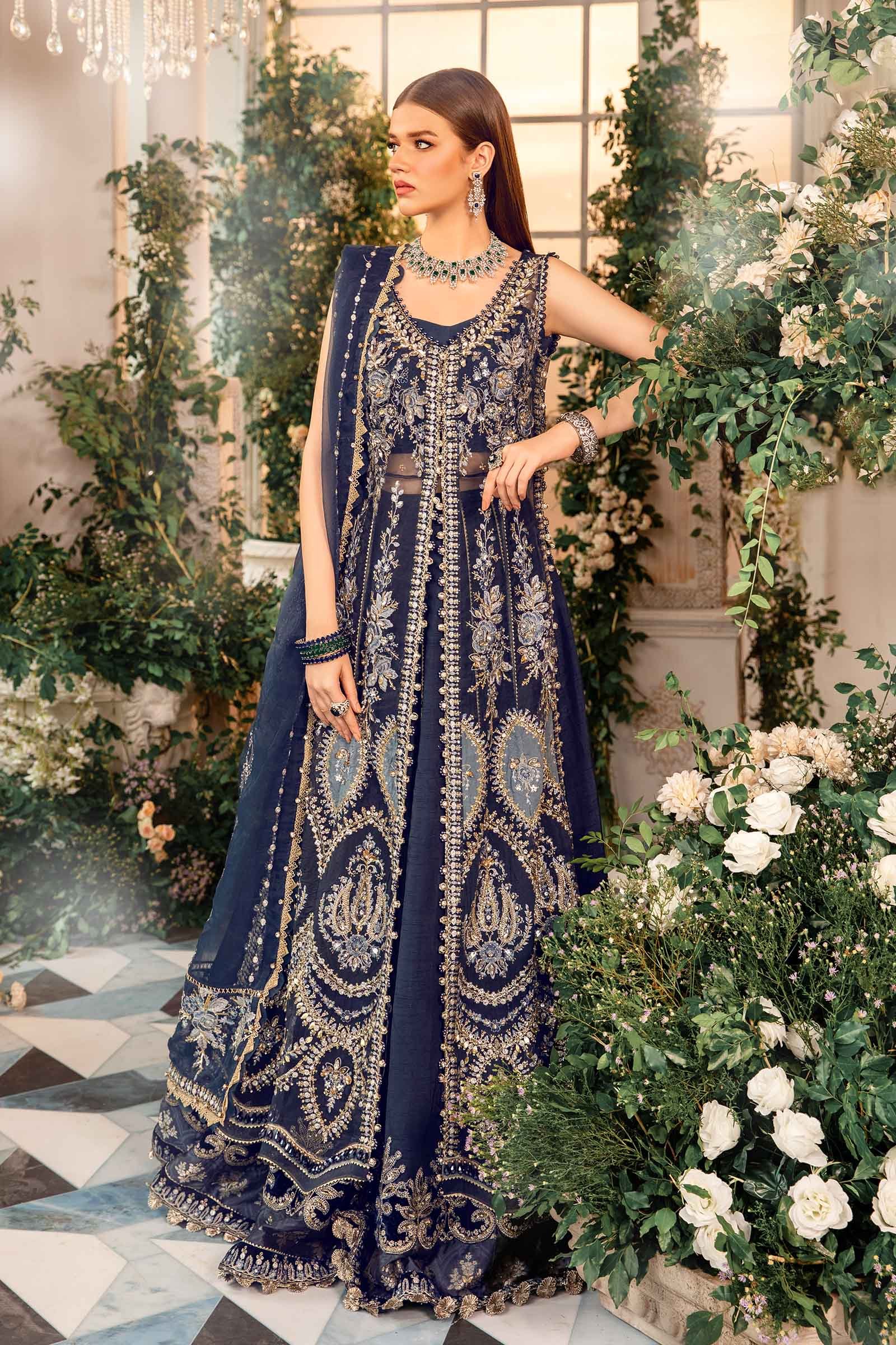 Maria B BD-2901 Hand Embellished Organza Flared Suit - Designer Photoshoot Gallery Angle 6 | IQNAZ Couture
