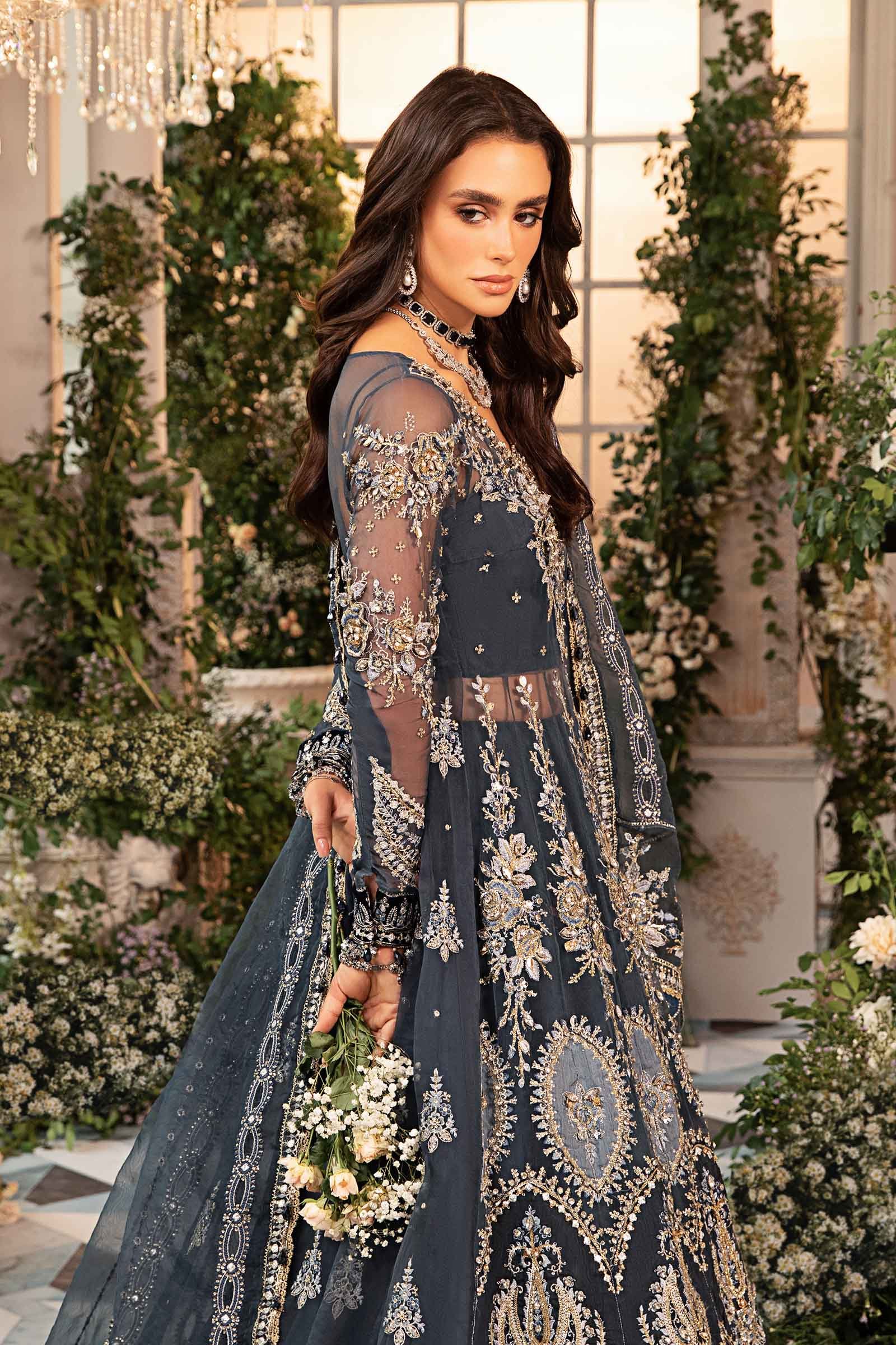 Maria B BD-2901 Hand Embellished Organza Flared Suit - Designer Photoshoot Gallery Angle 12 | IQNAZ Couture