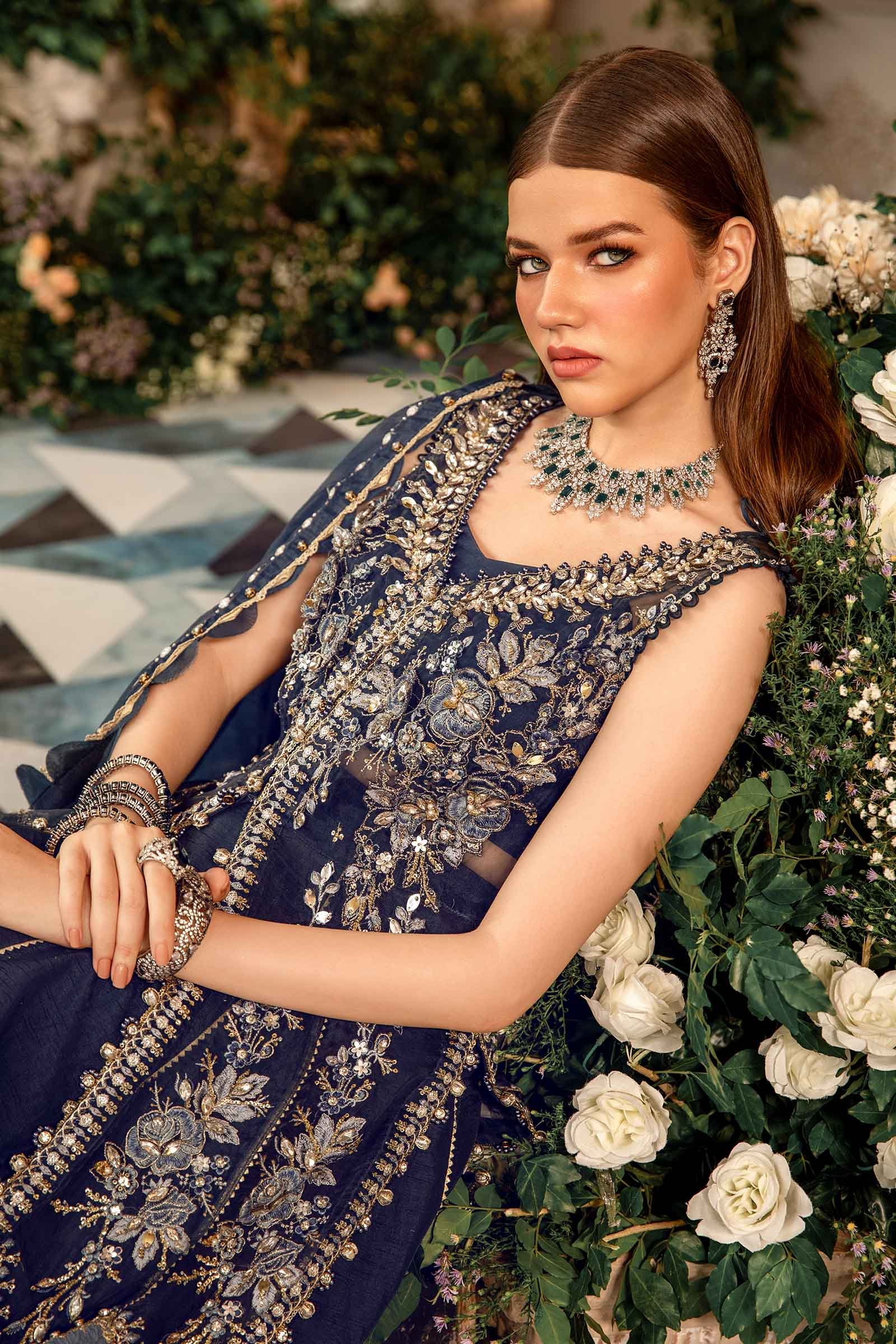 Maria B BD-2901 Hand Embellished Organza Flared Suit - Designer Photoshoot Gallery Angle 11 | IQNAZ Couture
