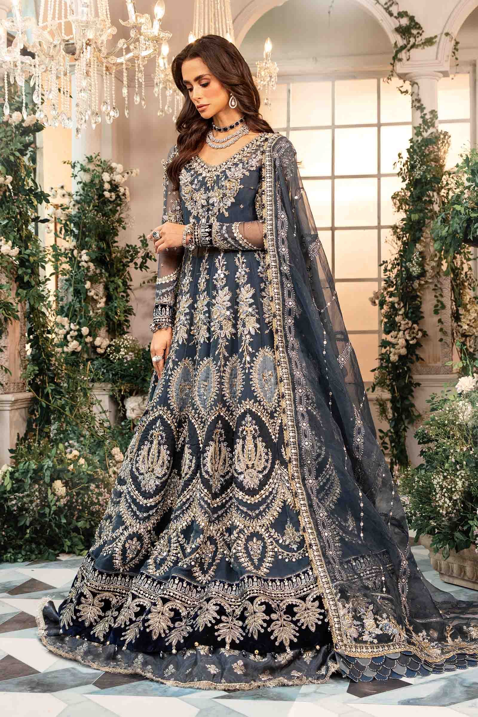 Maria B BD-2901 Hand Embellished Organza Flared Suit - Designer Photoshoot Gallery Angle 7 | IQNAZ Couture