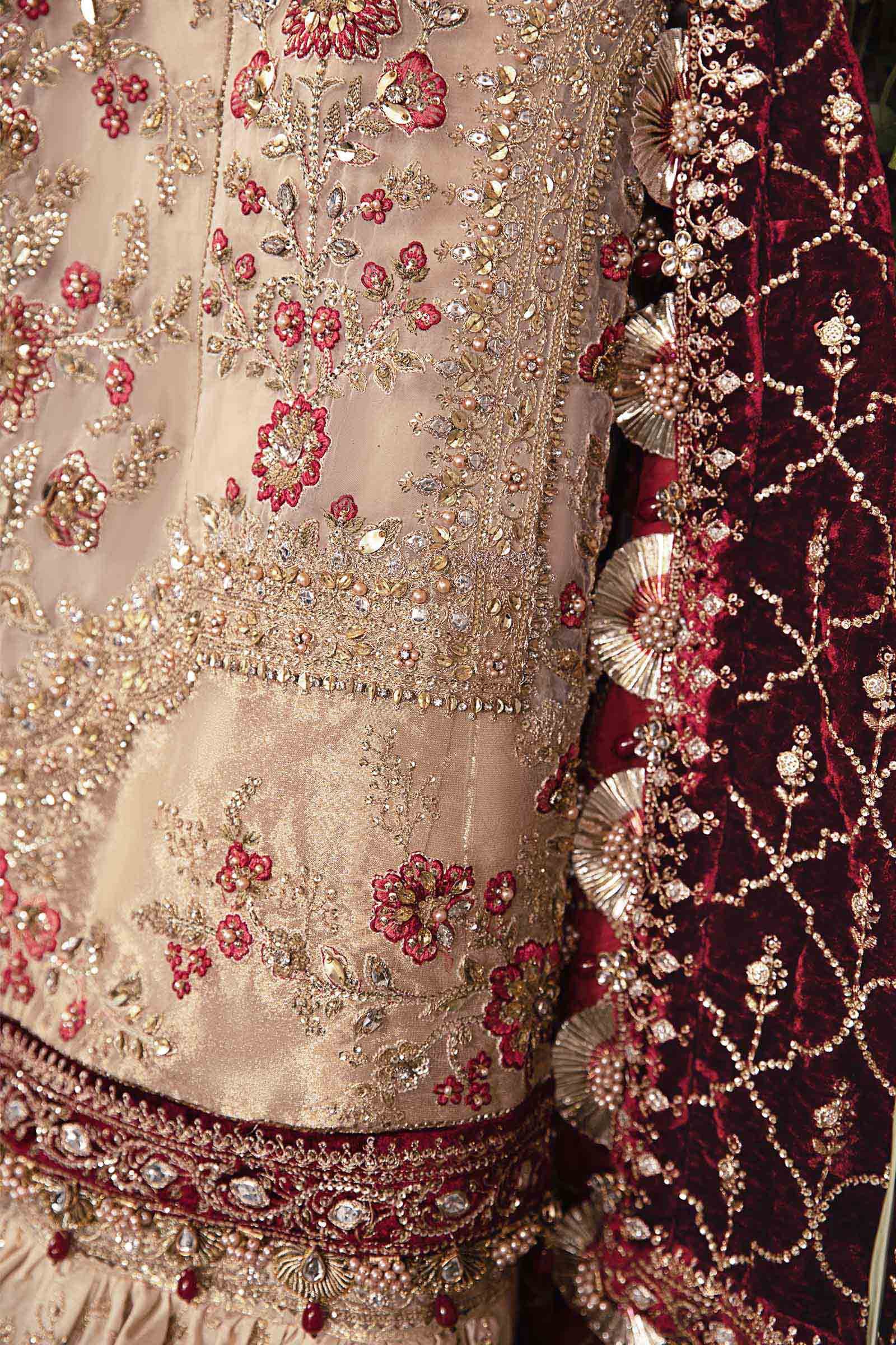 Maria B BD-2905 Hand Embellished Organza Party Wear Suit - Matching Bottom & Trouser Fabric Details | IQNAZ