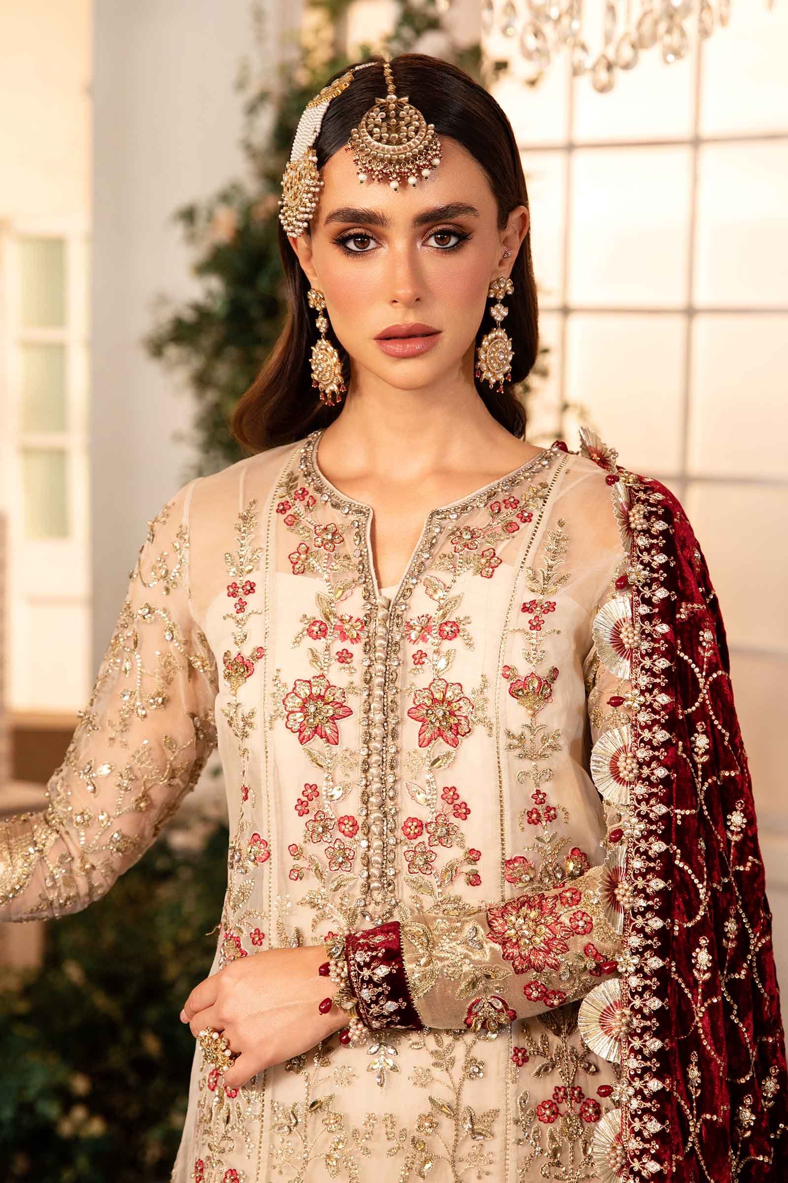 Maria B BD-2905 Hand Embellished Organza Party Wear Suit - Embroidered Back & Daman Silhouette Detailing | IQNAZ