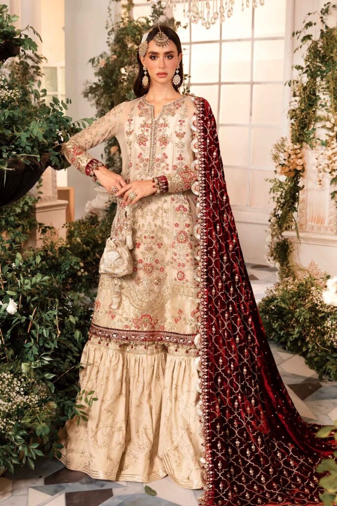 Maria B BD-2905 Hand Embellished Organza Party Wear Suit - Model Front Look | Pakistani Designer Replica Wholesale | IQNAZ