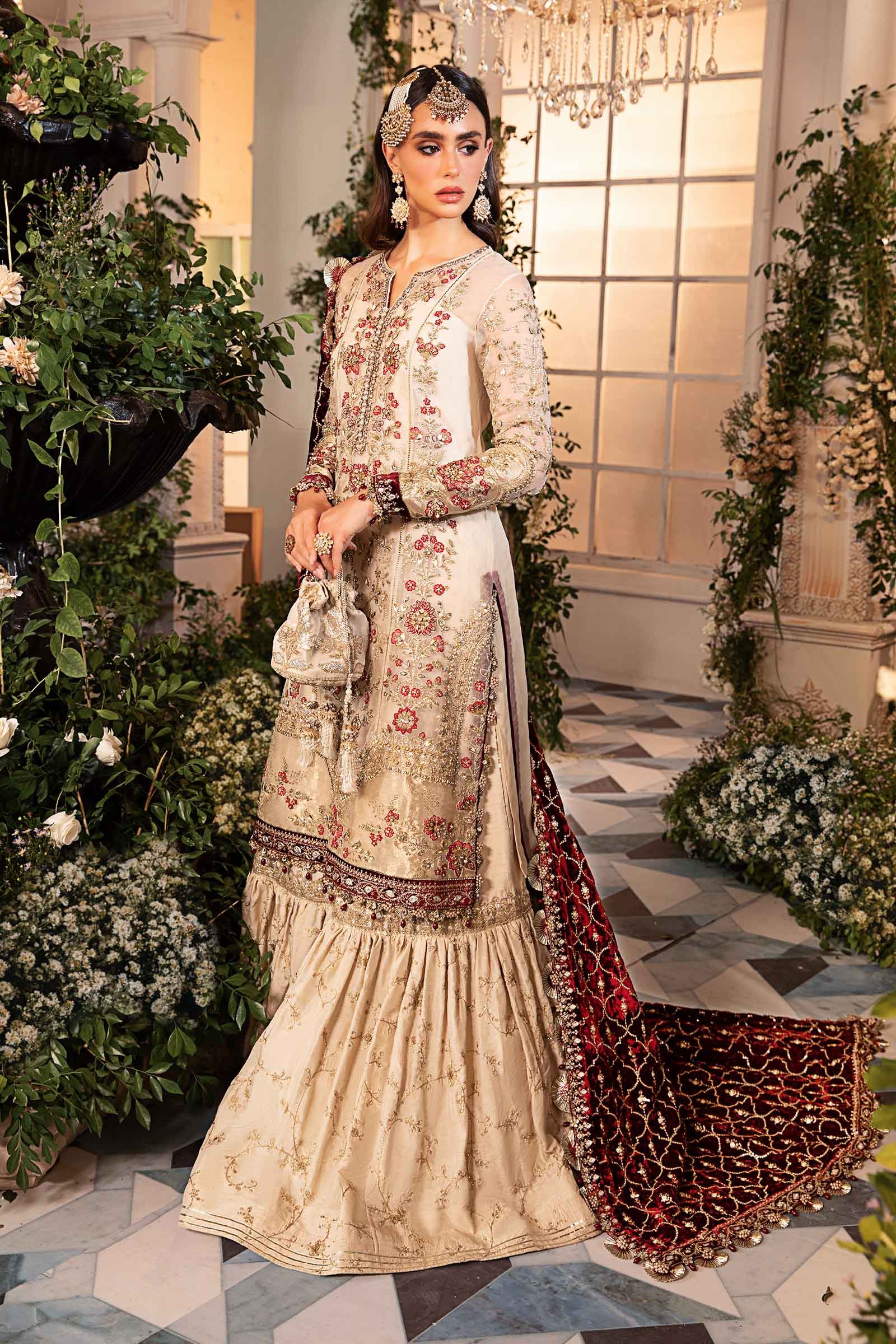 Maria B BD-2905 Hand Embellished Organza Party Wear Suit - Four-Sided Embroidered Dupatta & Pallu Border | IQNAZ