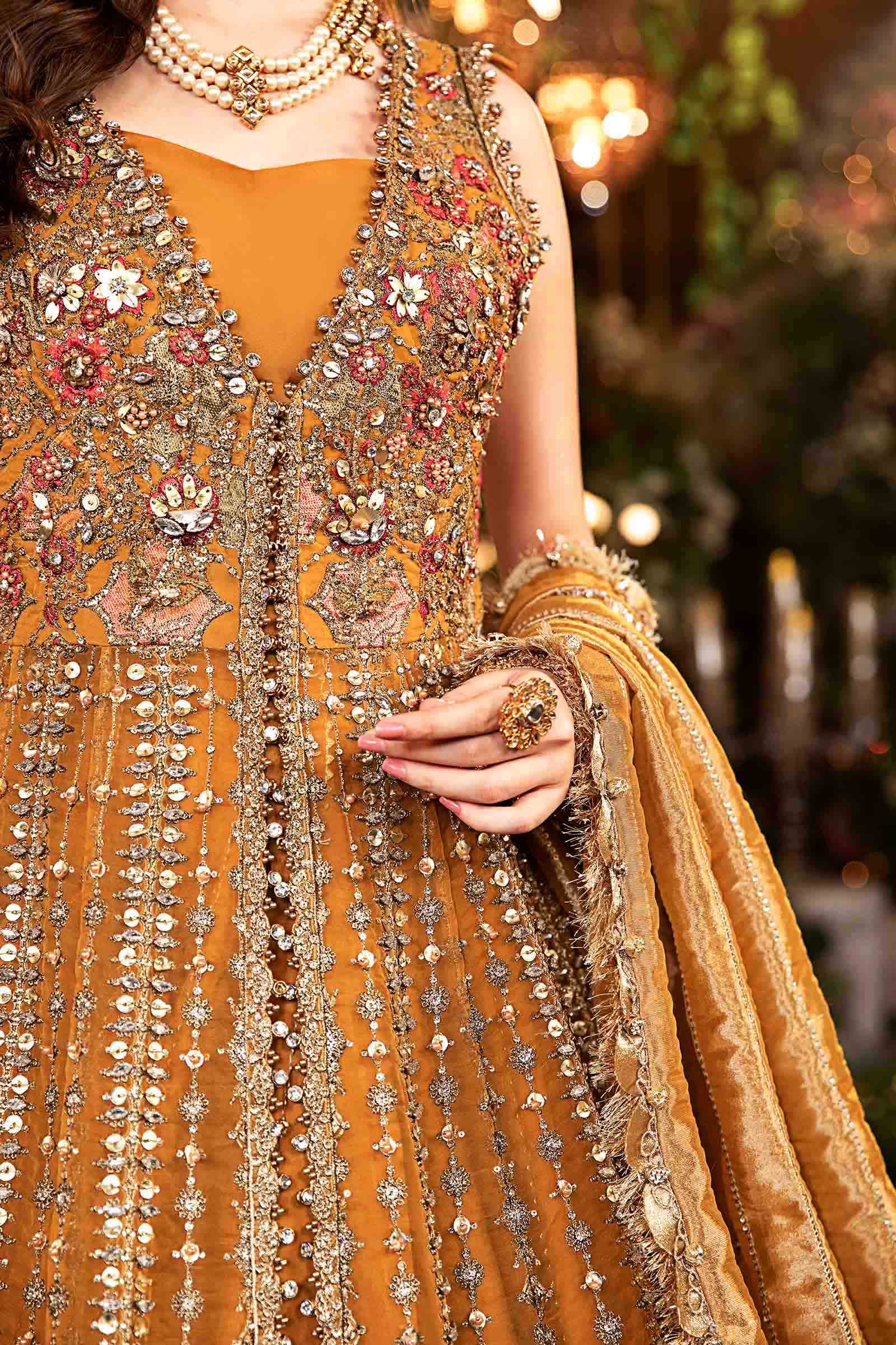 Maria B BD-2907 Hand Embellished Organza Suit with Lehenga - Four-Sided Embroidered Dupatta & Pallu Border | IQNAZ