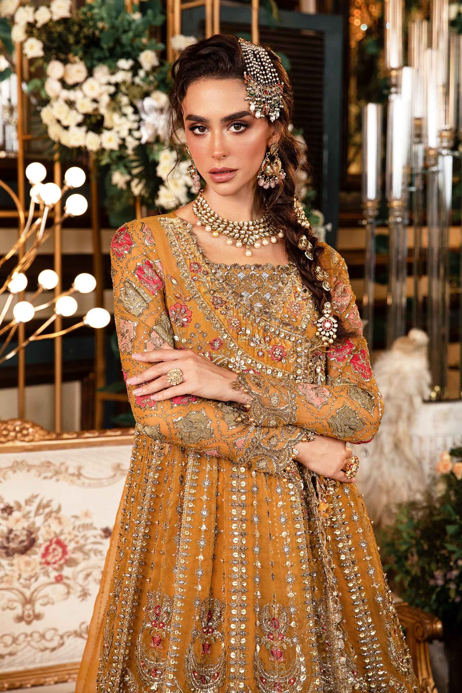 Maria B BD-2907 Hand Embellished Organza Suit with Lehenga - Close-Up Hand Embellishment Tilla & Pearl Work | IQNAZ