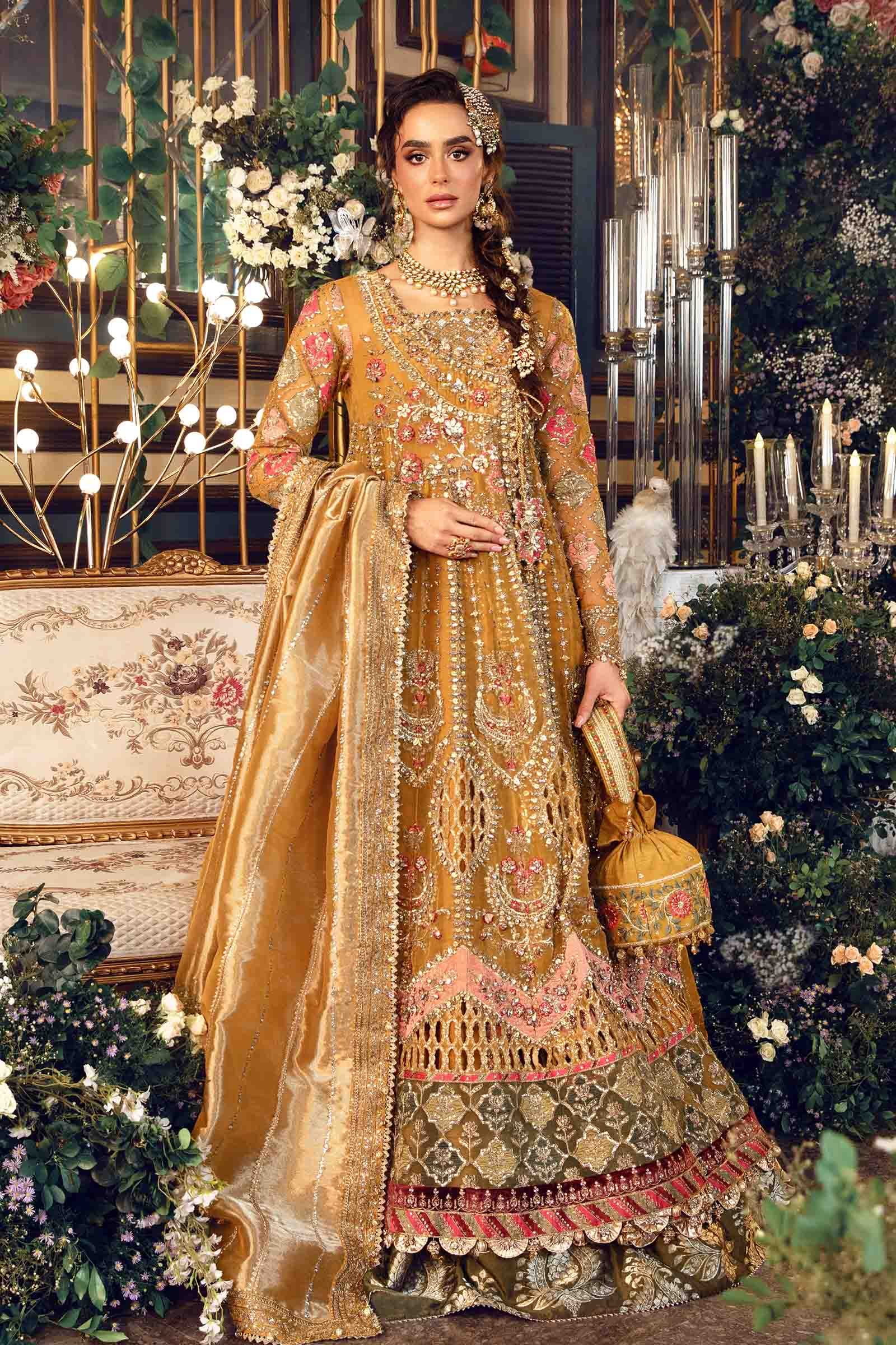 Maria B BD-2907 Hand Embellished Organza Suit with Lehenga - Model Front Look | Pakistani Designer Replica Wholesale | IQNAZ