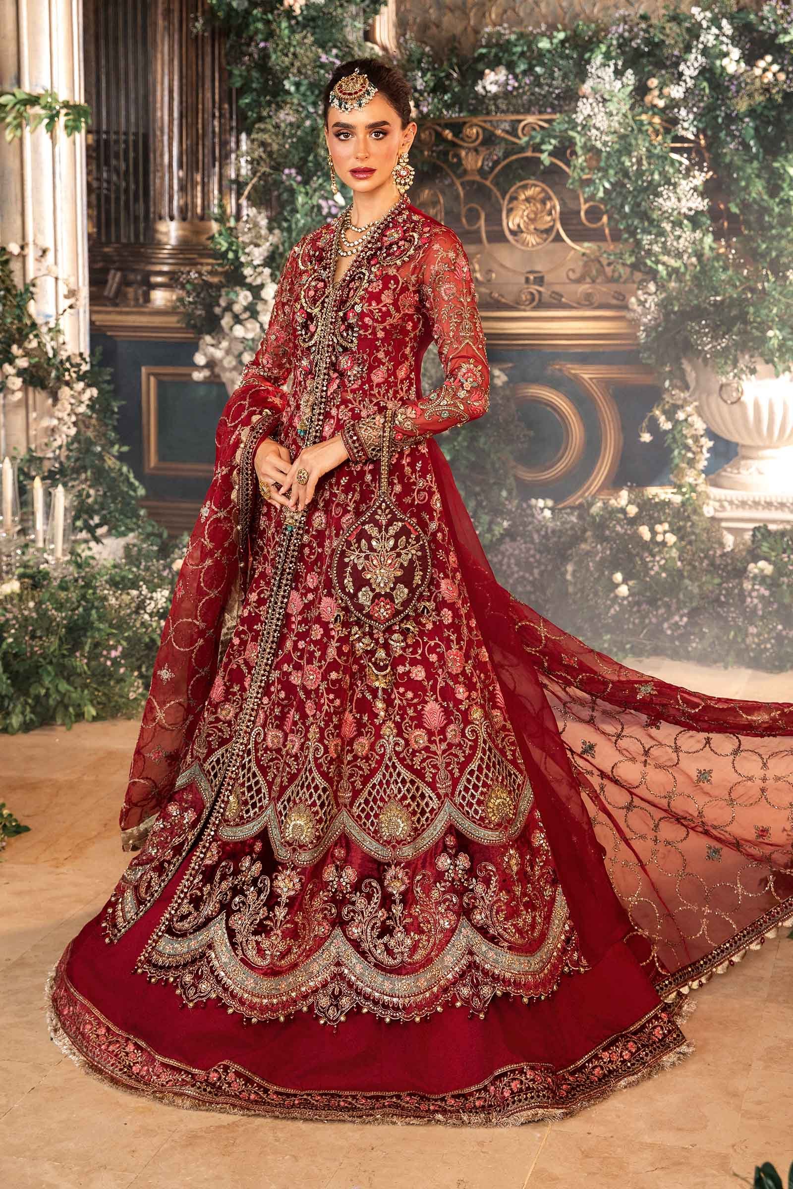 Maria B BD-2908 Hand Embellished Organza Flared Suit - Model Front Look | Pakistani Designer Replica Wholesale | IQNAZ