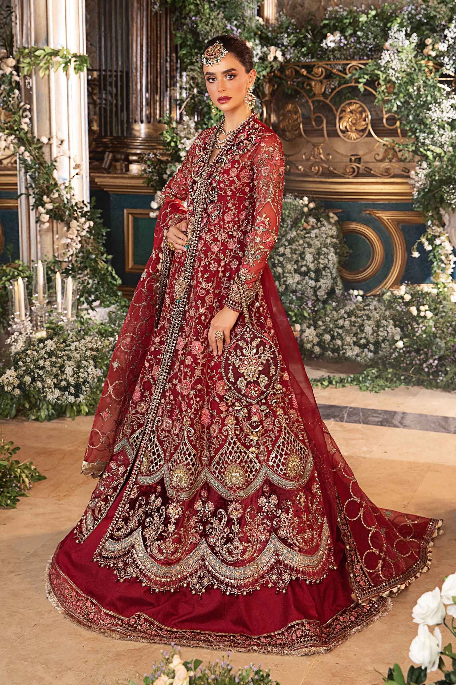Maria B BD-2908 Hand Embellished Organza Flared Suit - Four-Sided Embroidered Dupatta & Pallu Border | IQNAZ