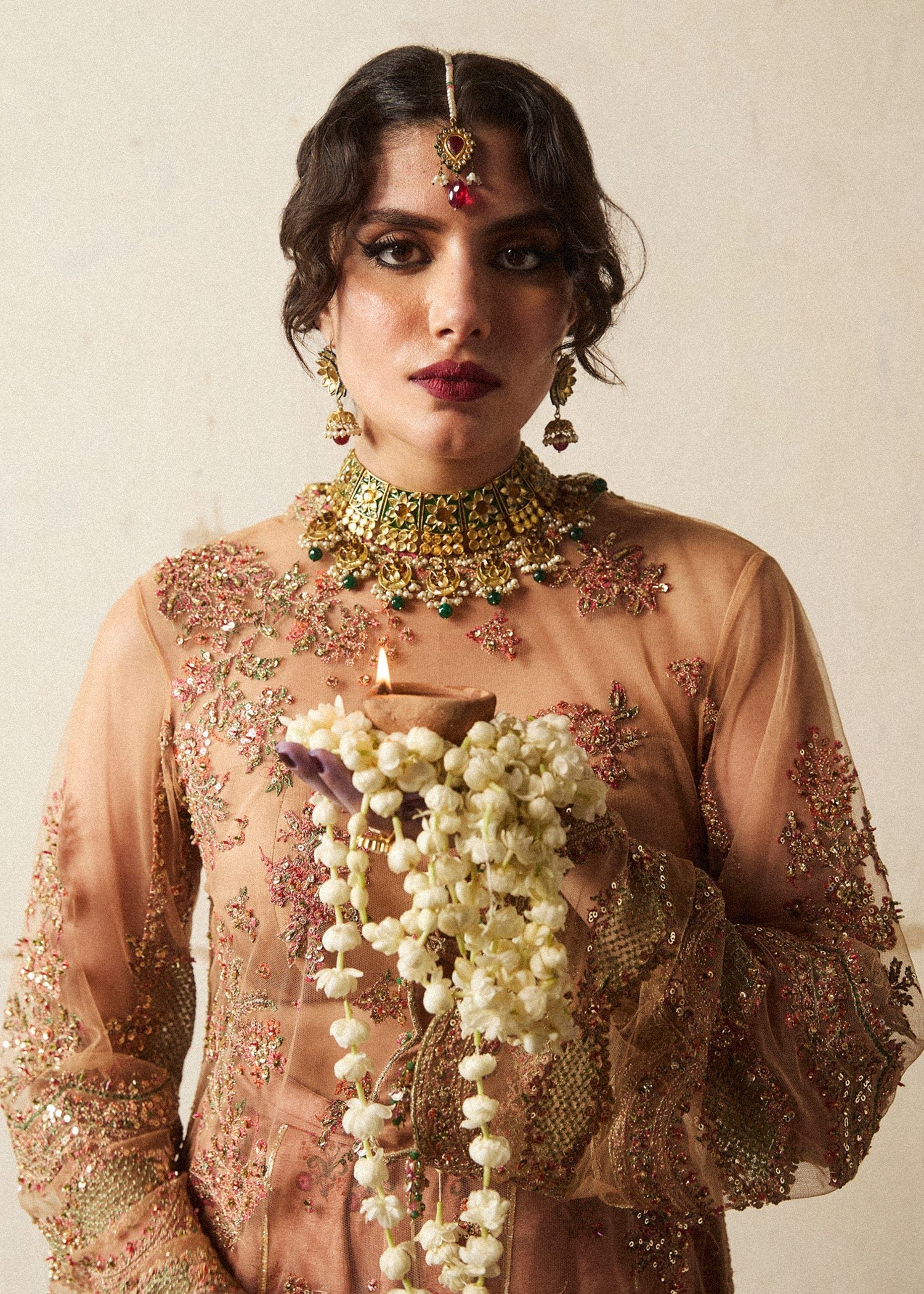 Hussain Rehar Ratila Embroidered Organza Party Wear Suit - Embroidered Back & Daman Silhouette Detailing | IQNAZ