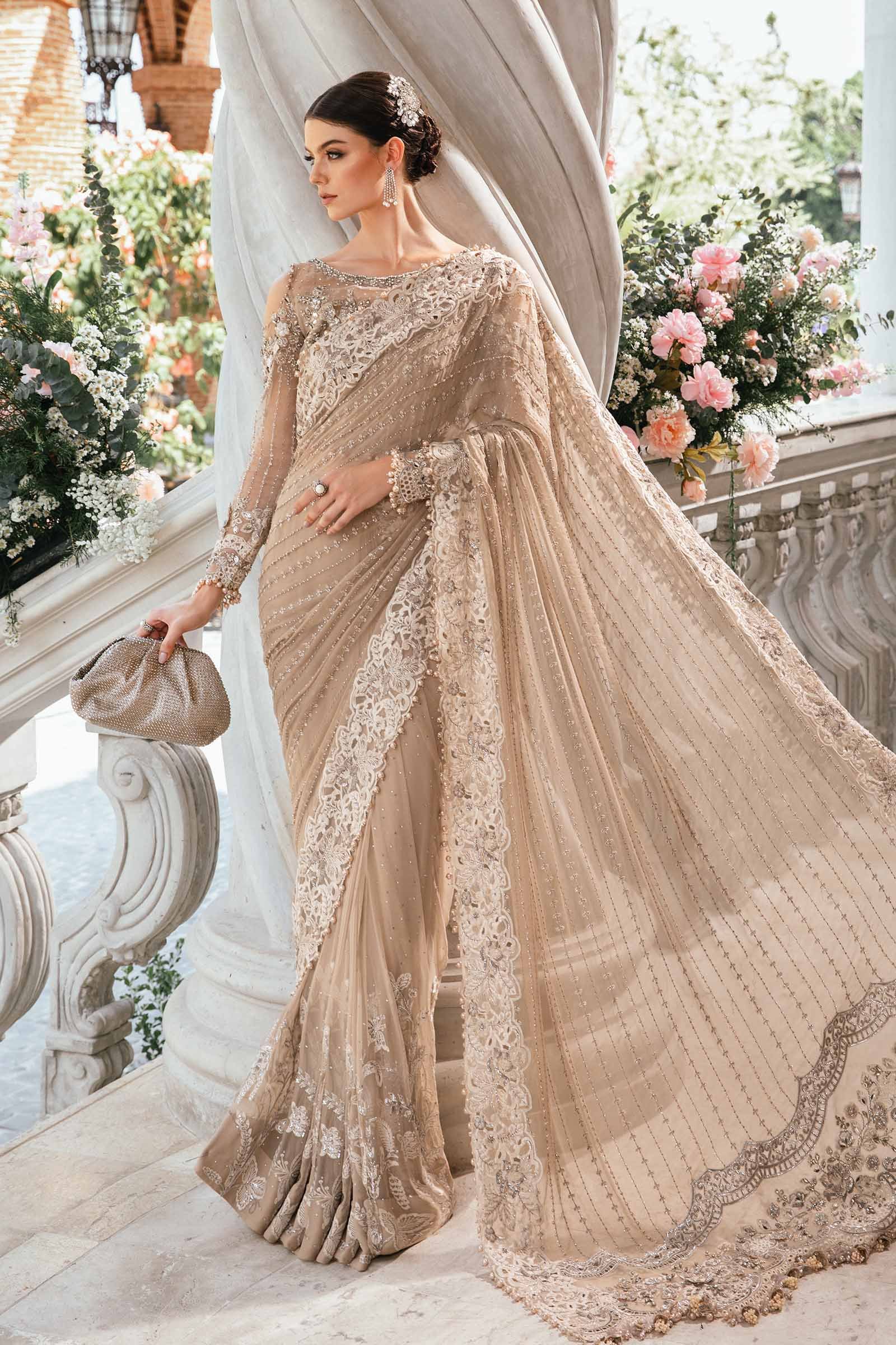 Maria B BD-2801 Embroidered Organza Saree – Photoshoot Angle 8 Maria B BD-2801 Embroidered Organza Saree - Designer Photoshoot Gallery Angle 8 | IQNAZ Couture