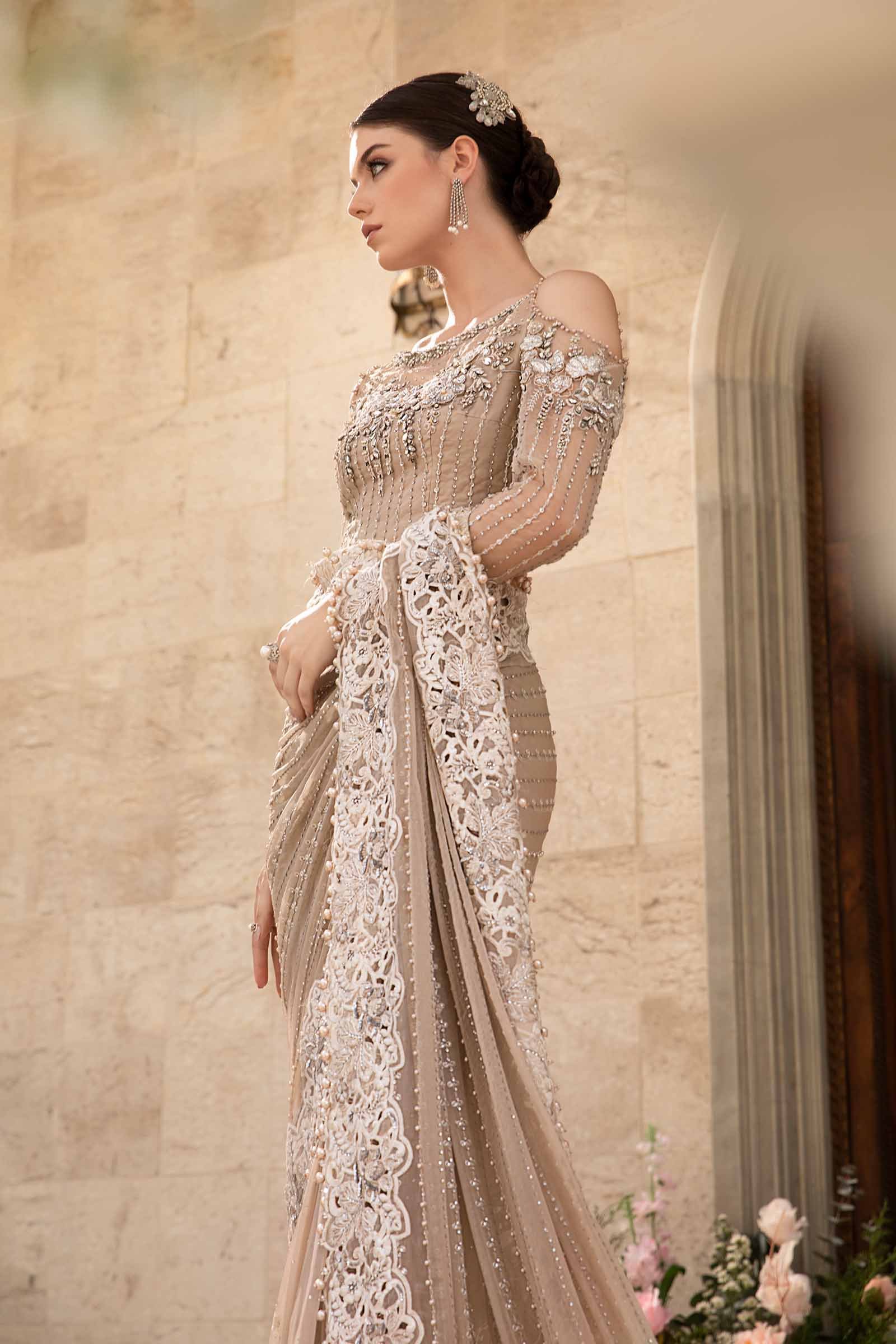 Maria B BD-2801 Embroidered Organza Saree – Photoshoot Angle 13 Maria B BD-2801 Embroidered Organza Saree - Designer Photoshoot Gallery Angle 13 | IQNAZ Couture