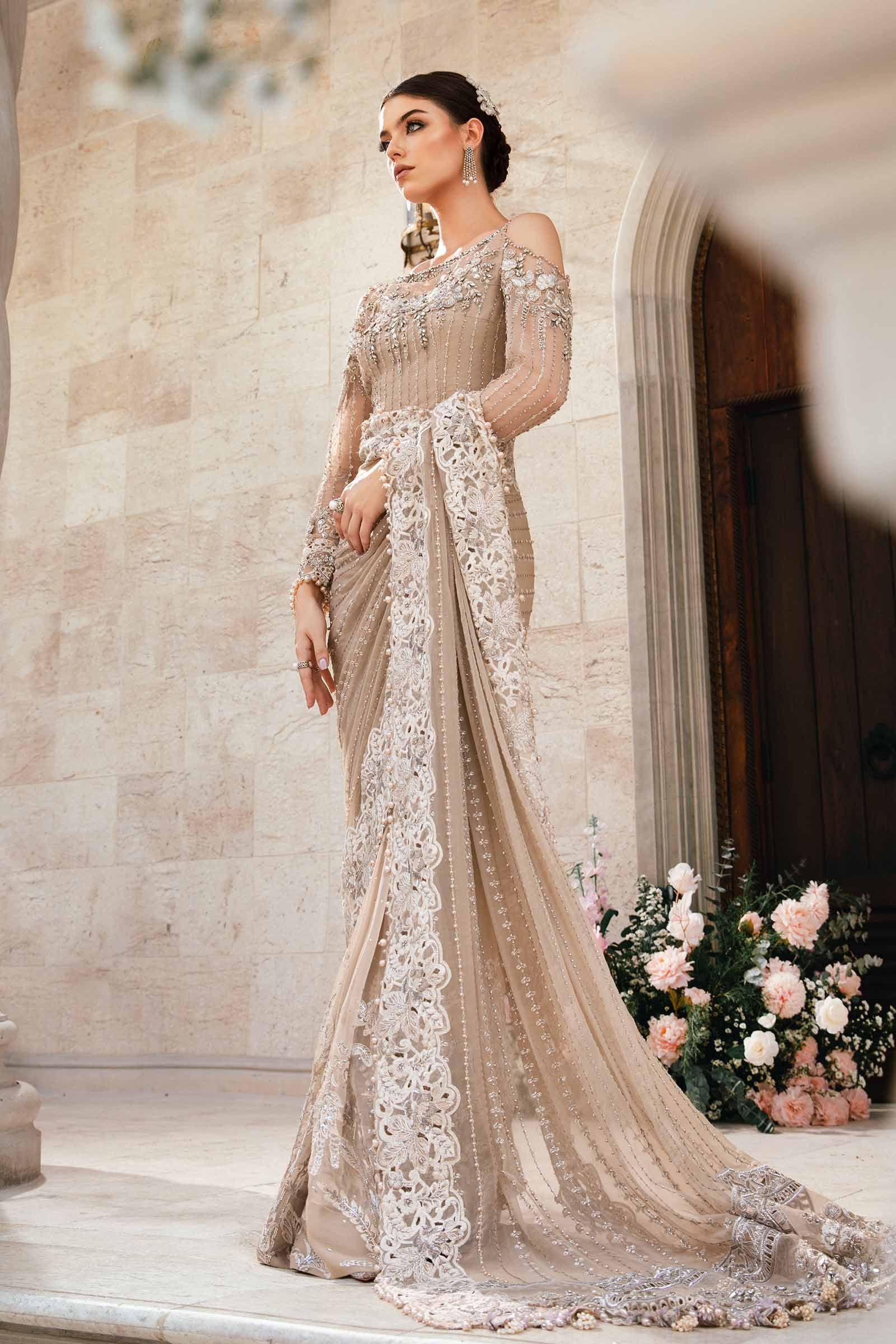Maria B BD-2801 Embroidered Organza Saree – Photoshoot Angle 12 Maria B BD-2801 Embroidered Organza Saree - Designer Photoshoot Gallery Angle 12 | IQNAZ Couture