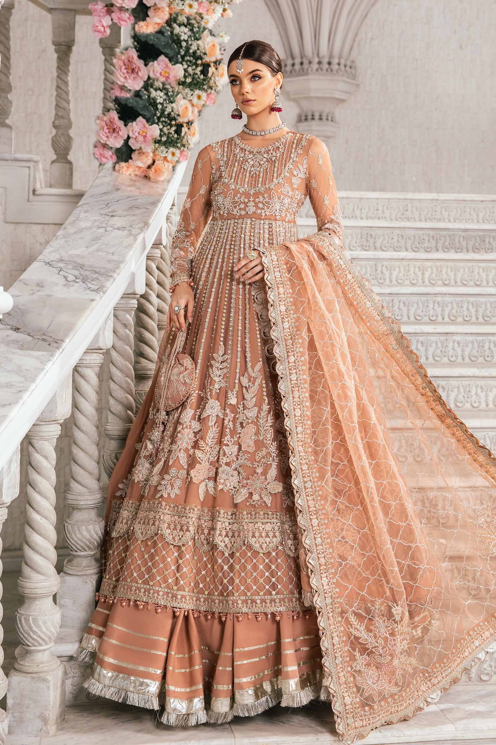 Maria B BD-2804 Hand Embellished Organza Suit with Skirt – Model Front View Maria B BD-2804 Hand Embellished Organza Suit with Skirt - Model Front Look | Pakistani Designer Replica Wholesale | IQNAZ