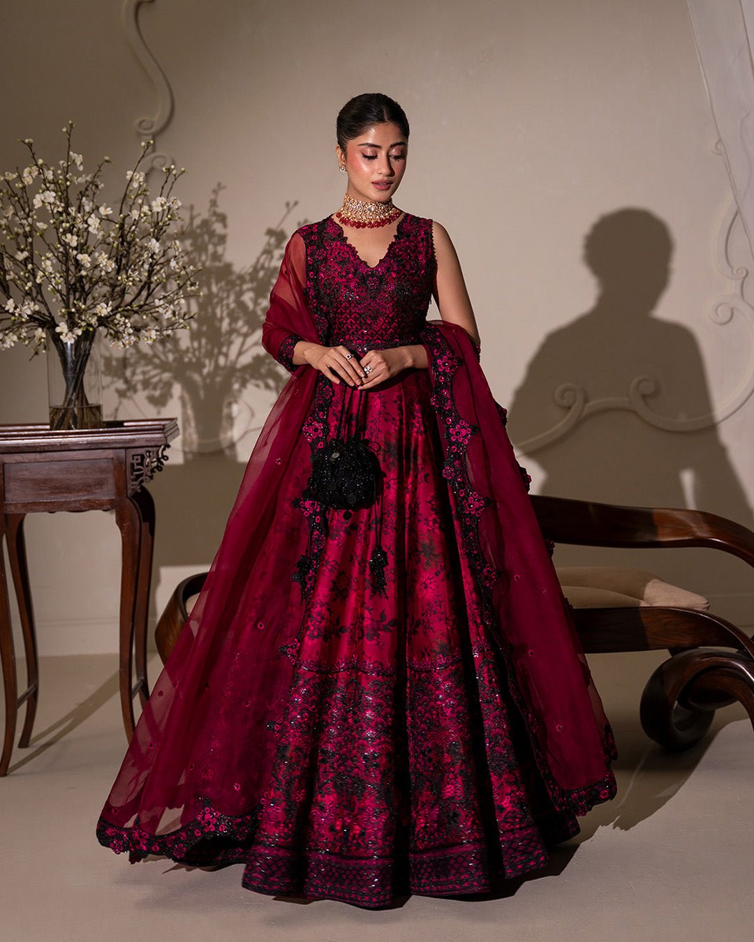 Faiza Saqlain Havin Hand Embellished Organza Party Wear Suit – Dupatta & Border Detailing Faiza Saqlain Havin Hand Embellished Organza Party Wear Suit - Four-Sided Embroidered Dupatta & Pallu Border | IQNAZ