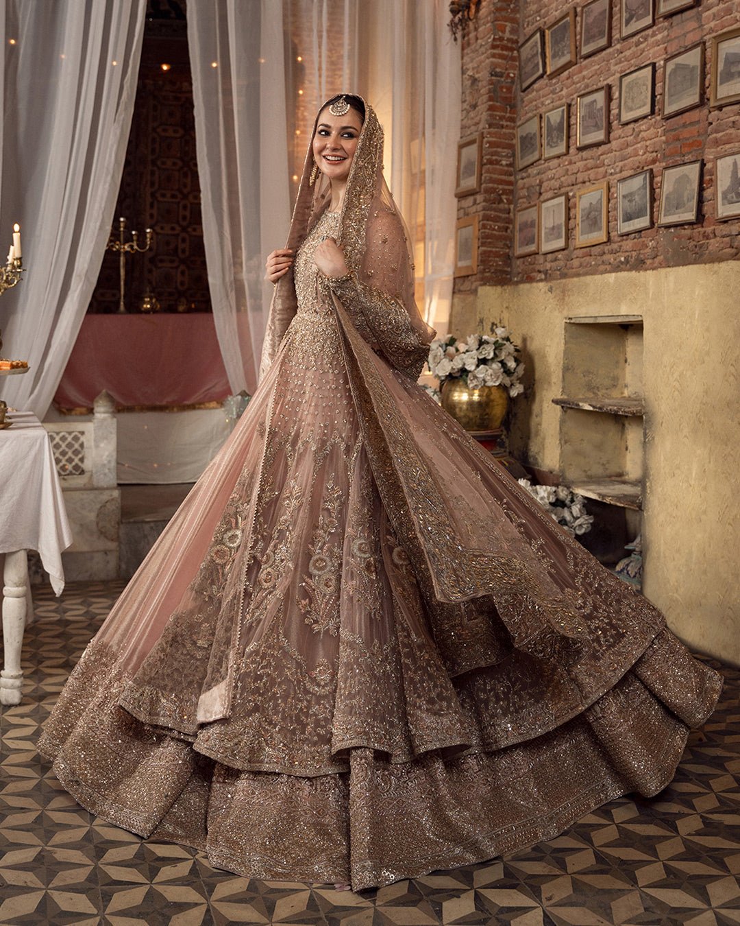 Faiza Saqlain Mahra Hand Embellished Net Party Wear Suit - Close-Up Hand Embellishment Tilla & Pearl Work | IQNAZ