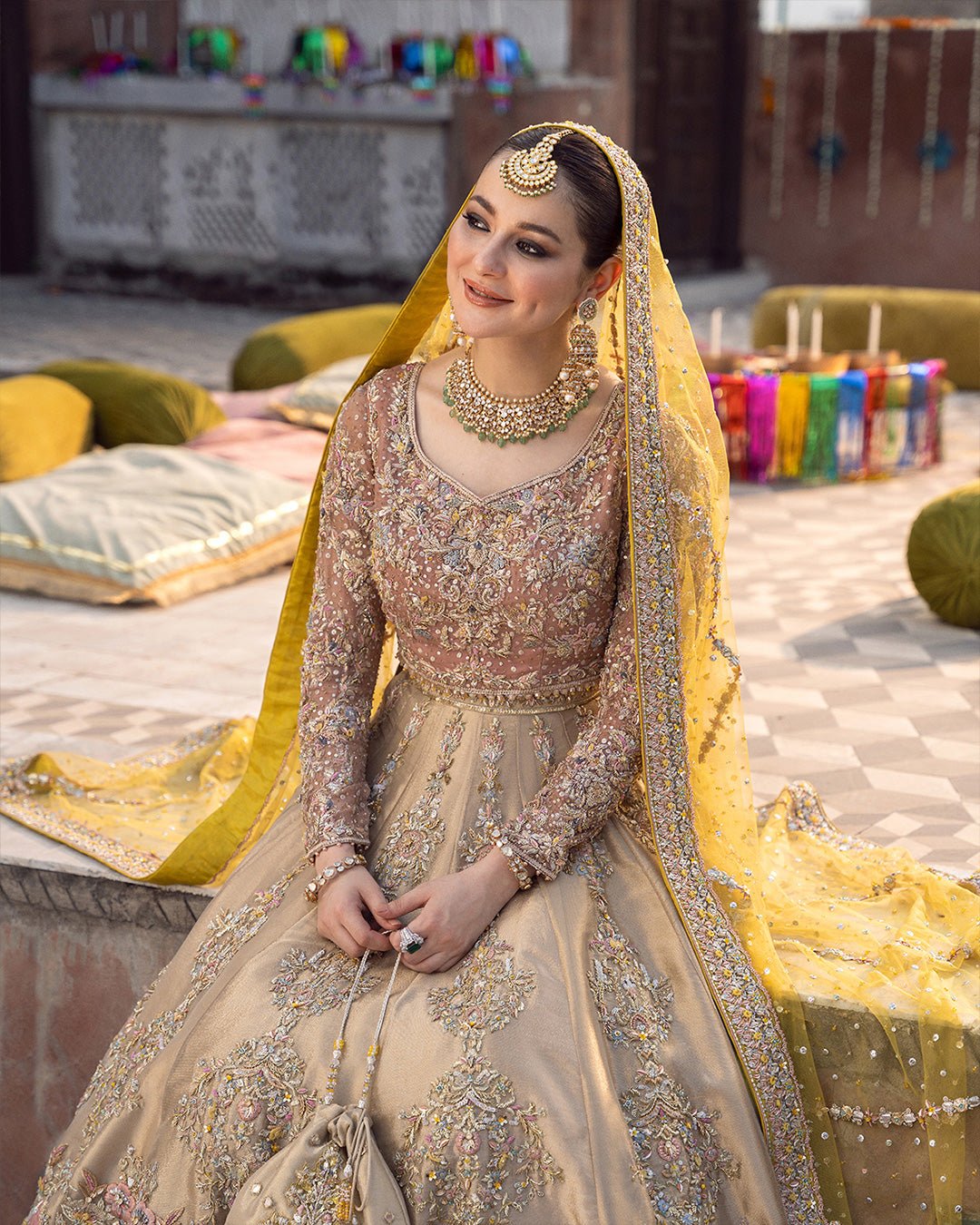 Faiza Saqlain Mahveen Hand Embellished Organza Party Wear Suit - Embroidered Back & Daman Silhouette Detailing | IQNAZ