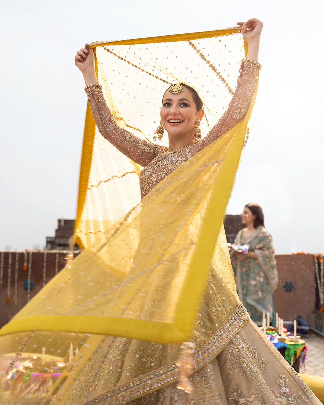 Faiza Saqlain Mahveen Hand Embellished Organza Party Wear Suit - Close-Up Hand Embellishment Tilla & Pearl Work | IQNAZ