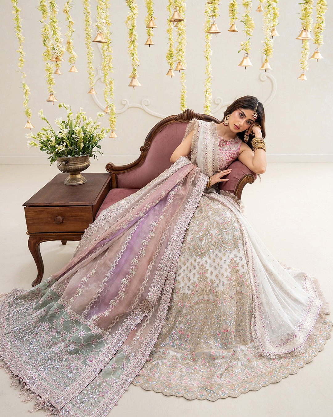 Faiza Saqlain Suzan Hand Embellished Organza Party Wear Suit - Matching Bottom & Trouser Fabric Details | IQNAZ