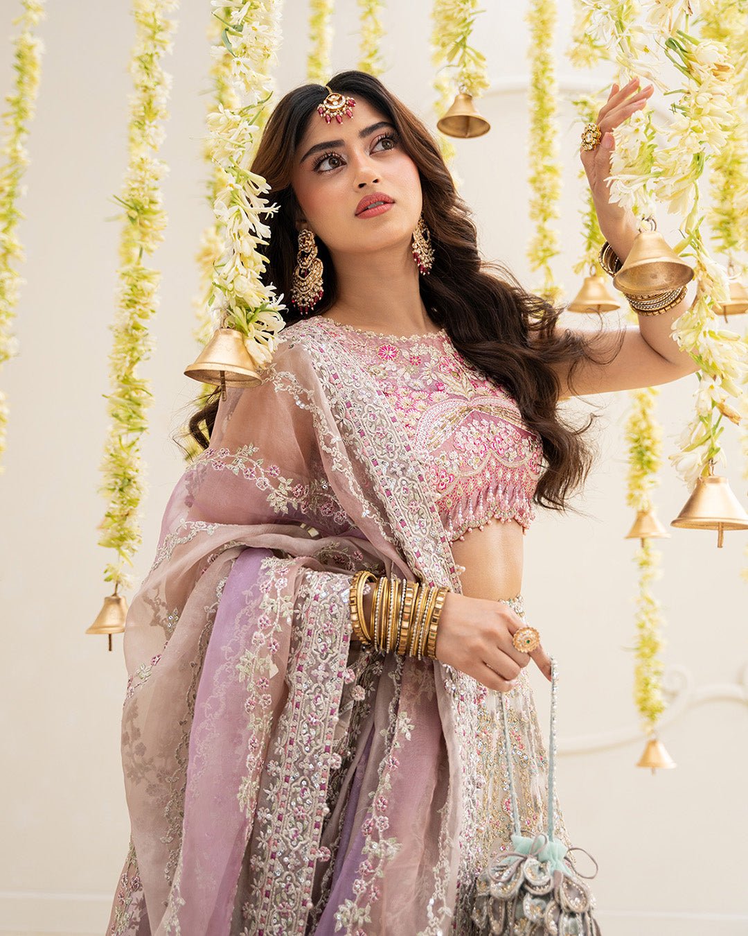 Faiza Saqlain Suzan Hand Embellished Organza Party Wear Suit - Four-Sided Embroidered Dupatta & Pallu Border | IQNAZ