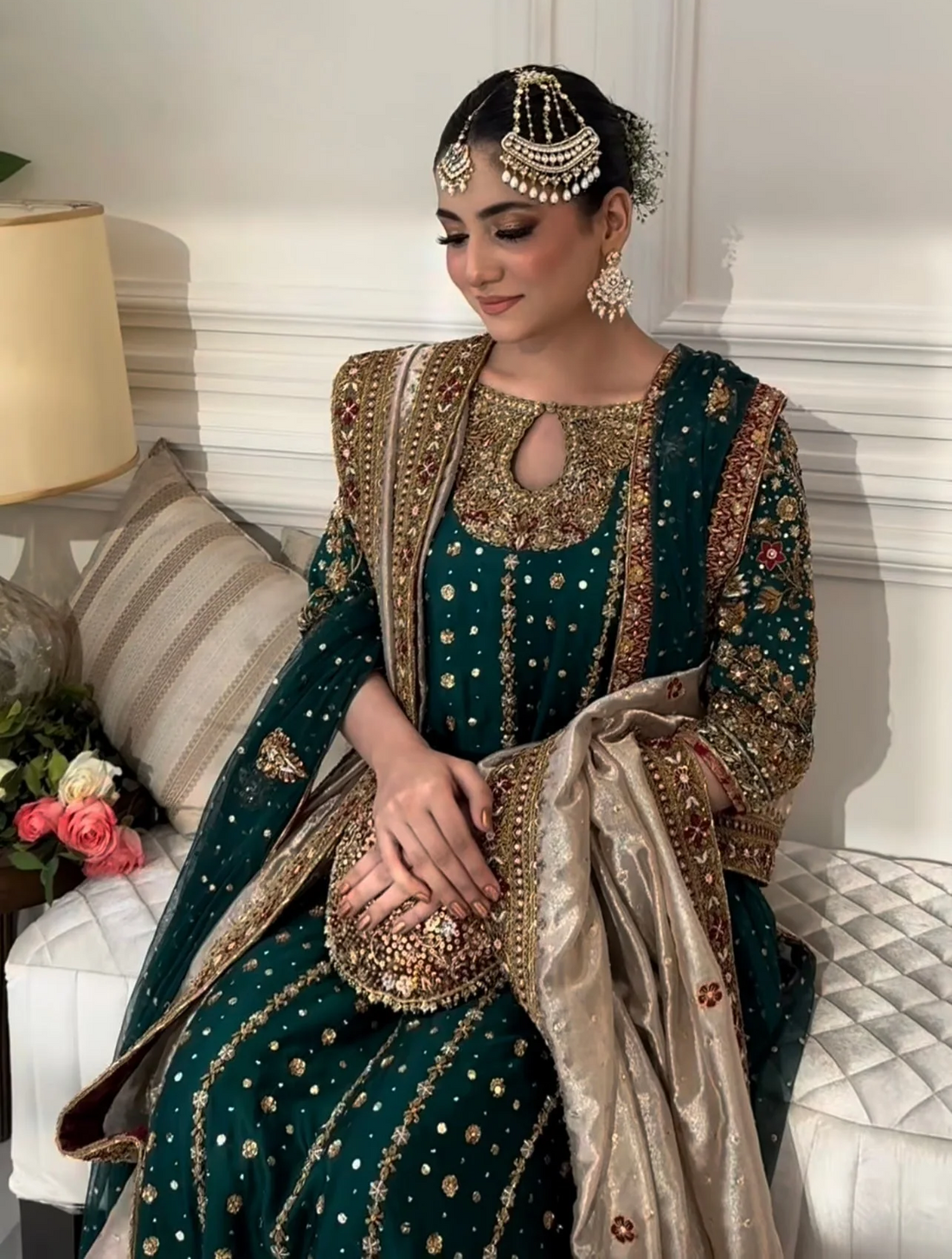 Haris Shakeel Hand Embellished Organza Party Wear Suit – Back View & Silhouette Haris Shakeel Hand Embellished Organza Party Wear Suit - Embroidered Back & Daman Silhouette Detailing | IQNAZ