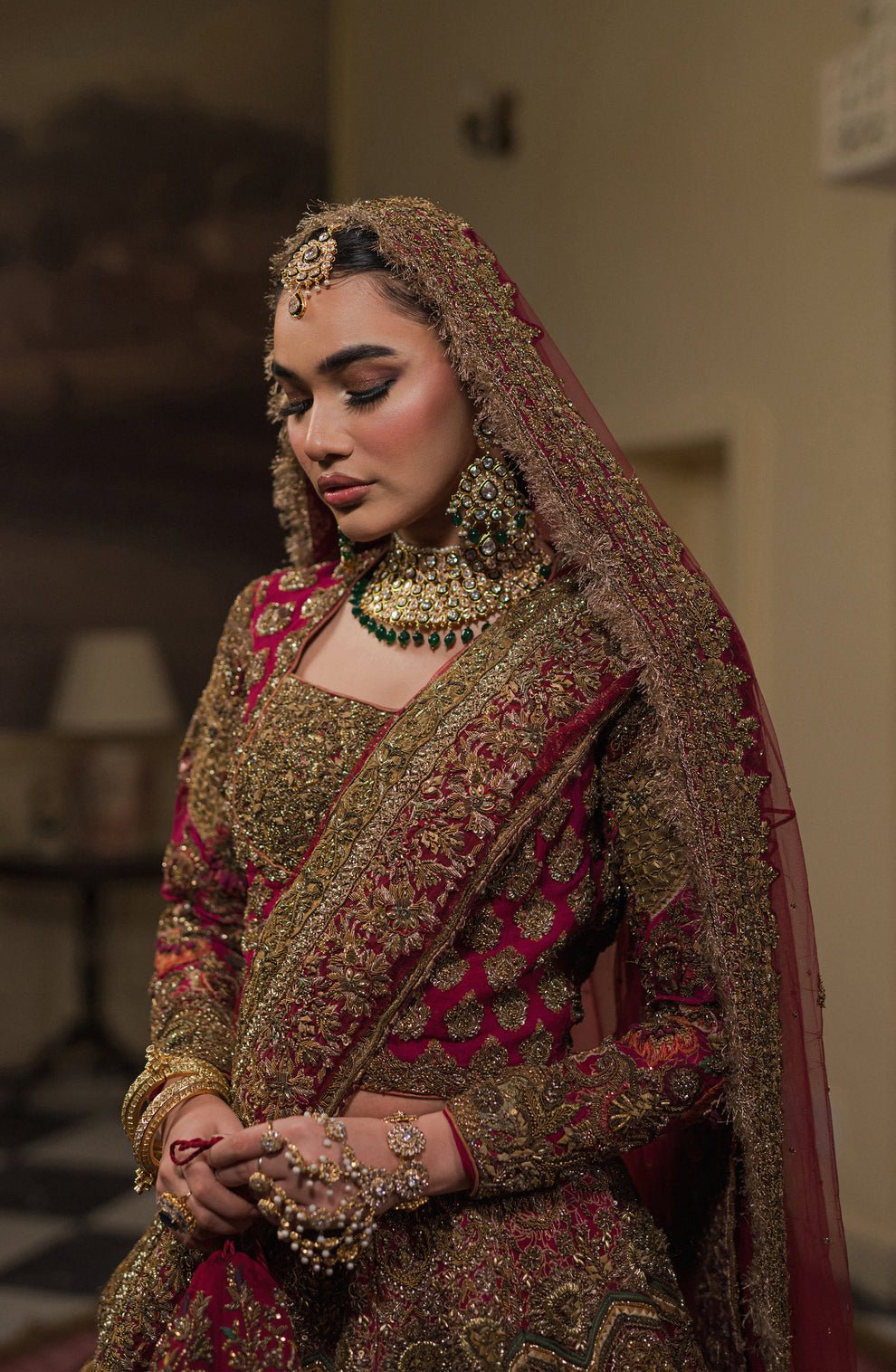 HSY Gul Hand Embellished Organza Party Wear Suit – Dupatta & Border Detailing HSY Gul Hand Embellished Organza Party Wear Suit - Four-Sided Embroidered Dupatta & Pallu Border | IQNAZ