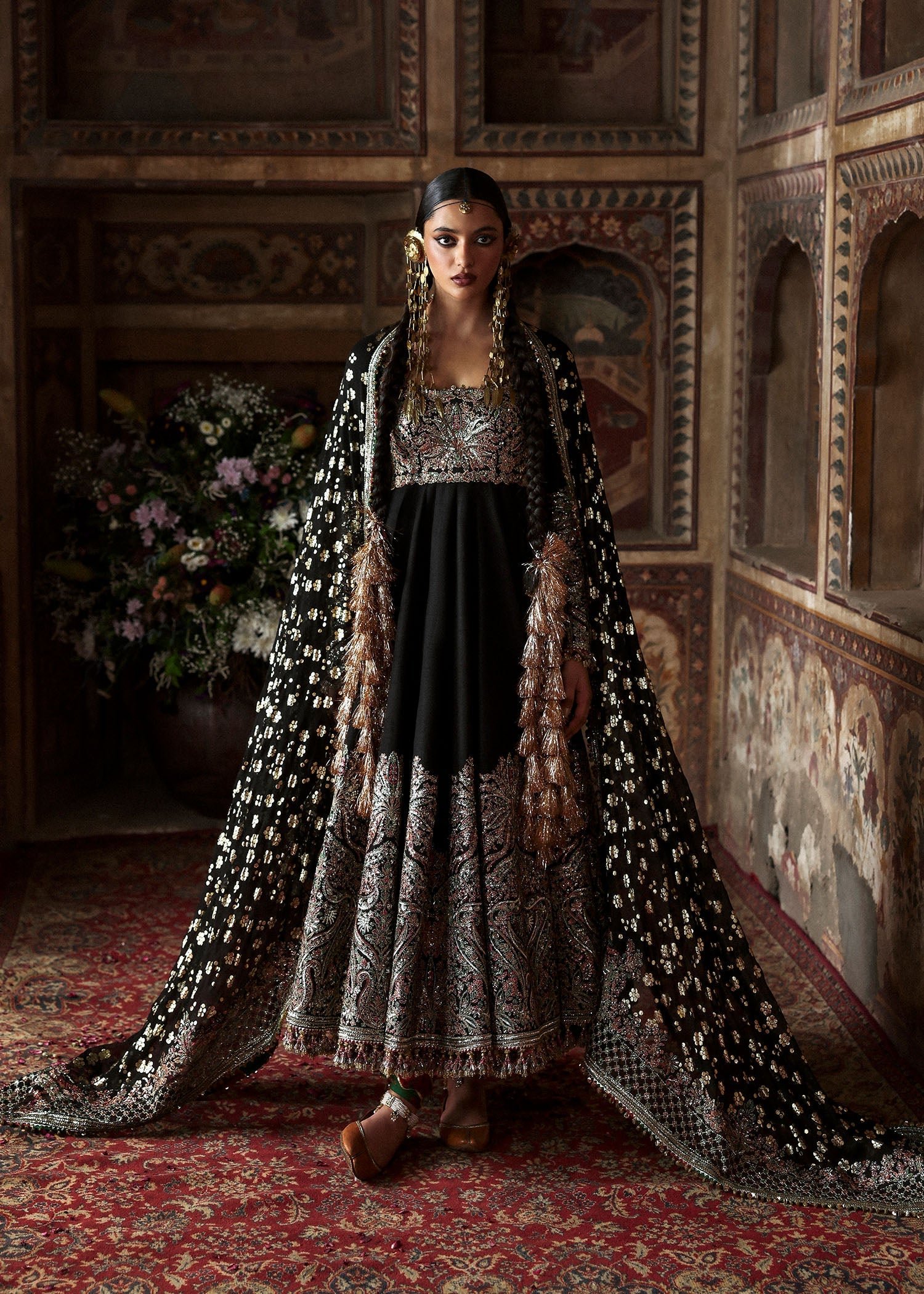 Hussain Rehar Hand Embellished Organza Party Wear Suit - Matching Bottom & Trouser Fabric Details | IQNAZ