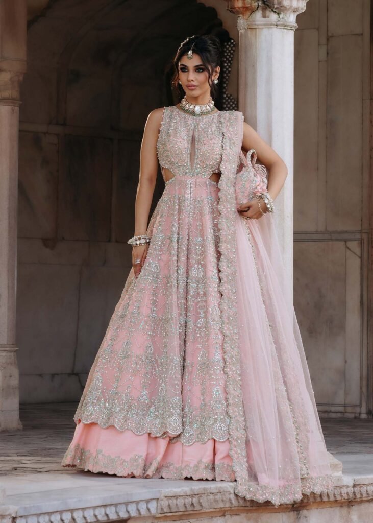 Kanwal Malik Fida Hand Embellished Organza Party Wear Suit - Model Front Look | Pakistani Designer Replica Wholesale | IQNAZ