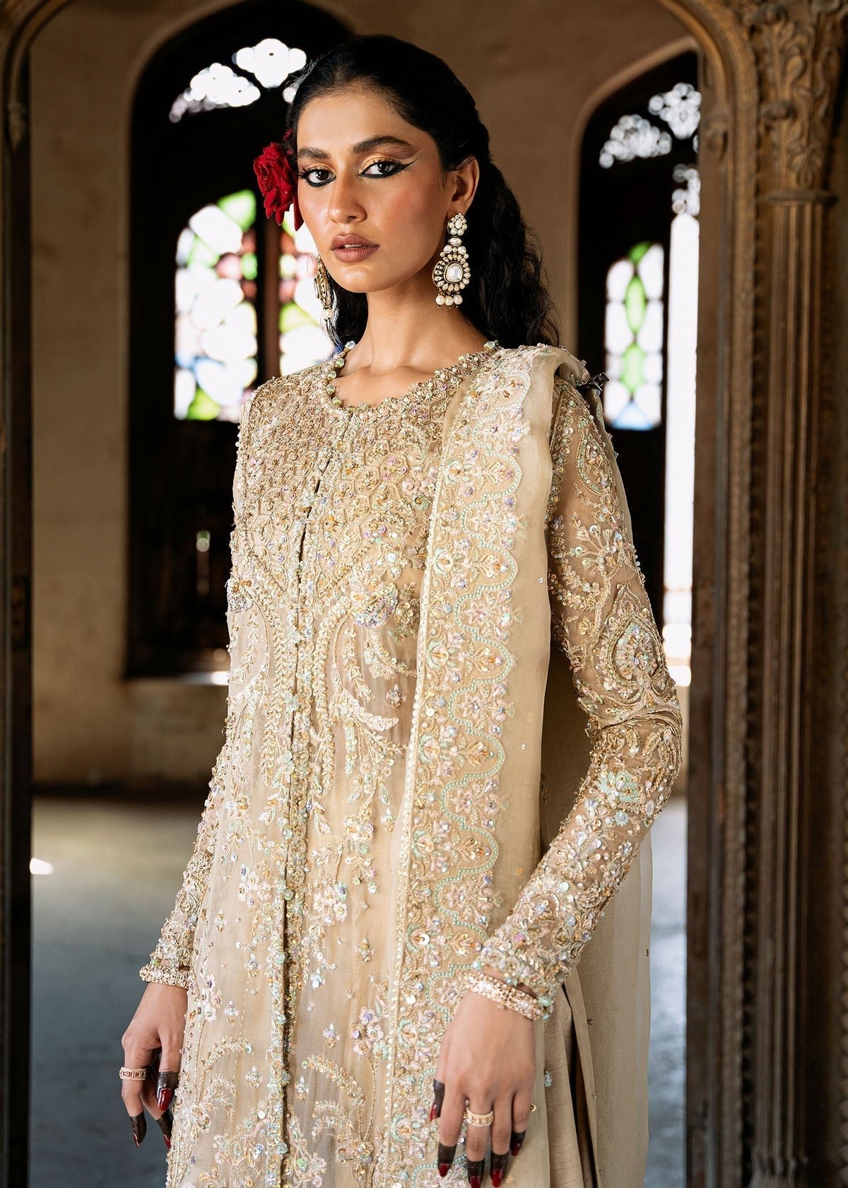 Kanwal Malik Embroidered Organza Party Wear Suit - Four-Sided Embroidered Dupatta & Pallu Border | IQNAZ