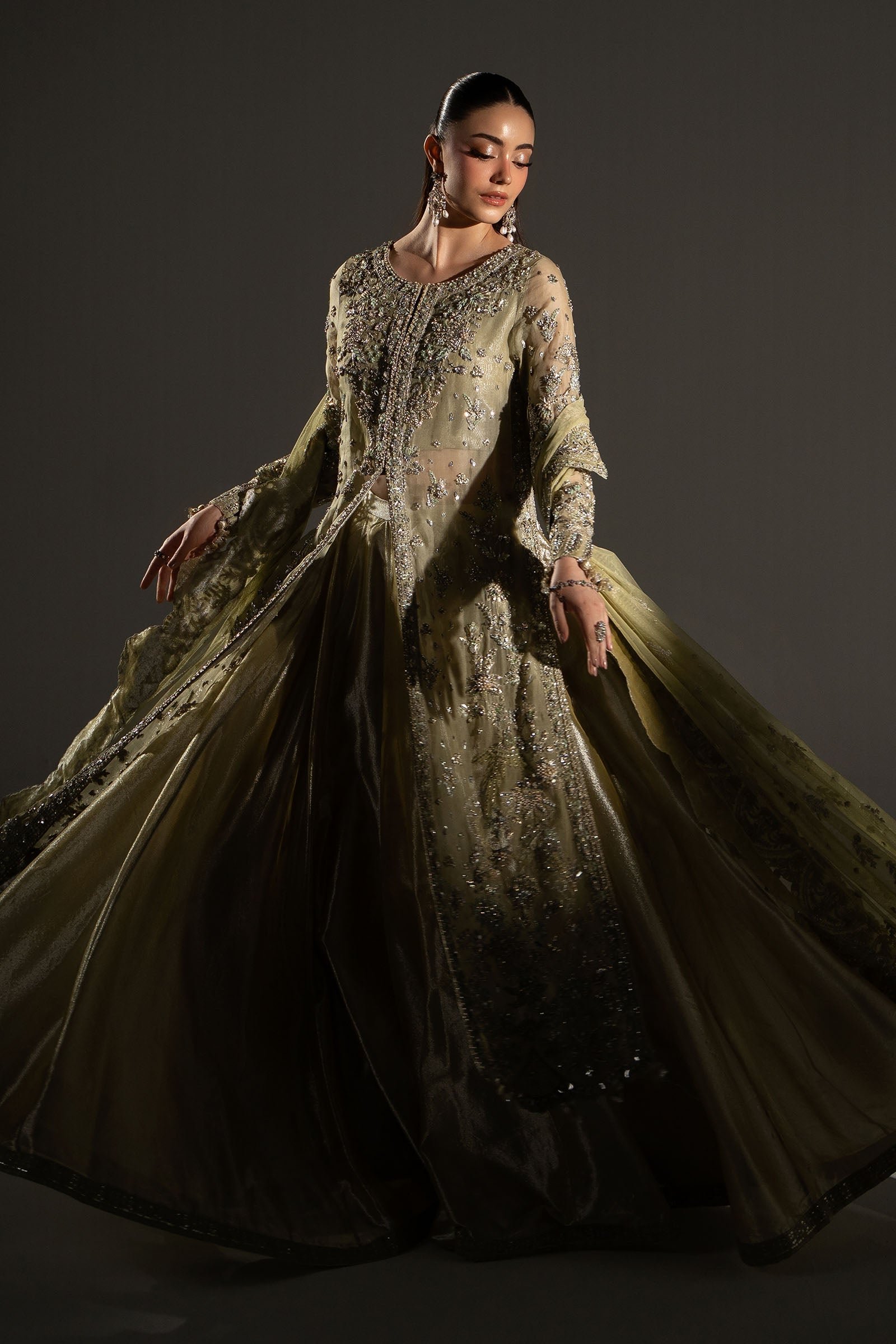 Maria B Embroidered Organza Party Wear Suit – Photoshoot Angle 8 Maria B Embroidered Organza Party Wear Suit - Designer Photoshoot Gallery Angle 8 | IQNAZ Couture