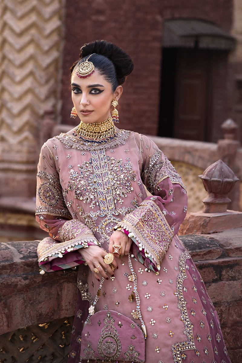 Mohsin Naveed Ranjha Aarzoo Embroidered Organza Party Wear Suit - Designer Photoshoot Gallery Angle 7 | IQNAZ Couture