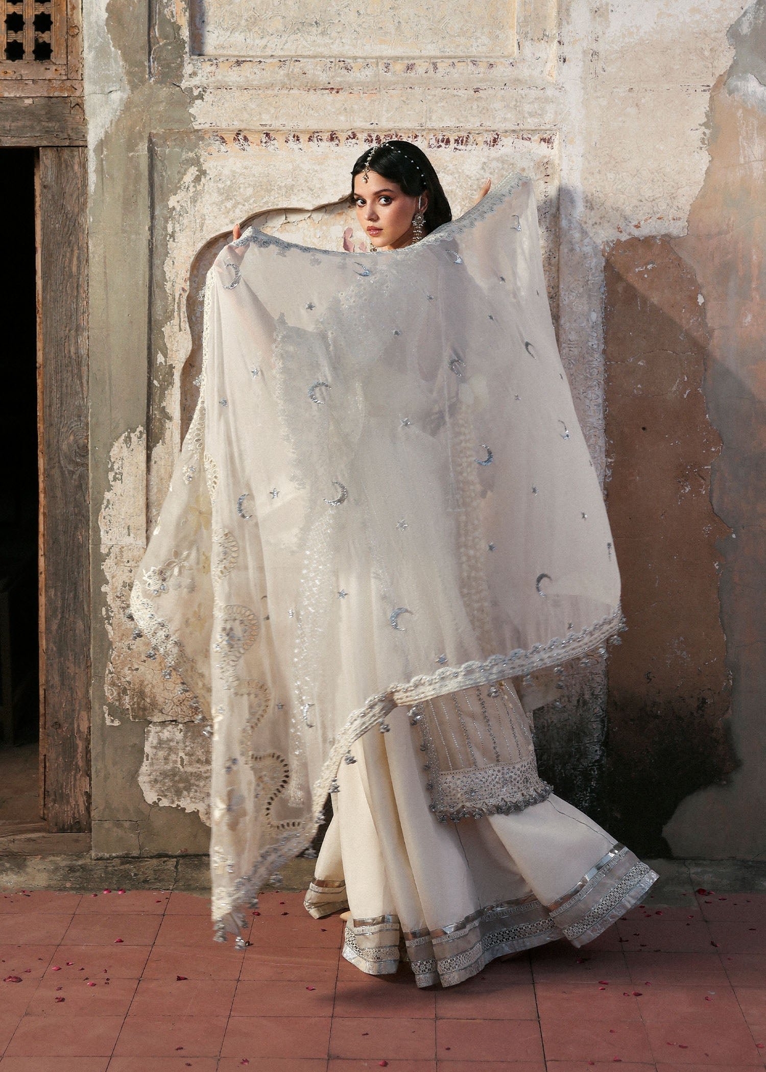 Hussain Rehar Embroidered Organza Party Wear Suit - Designer Photoshoot Gallery Angle 9 | IQNAZ Couture