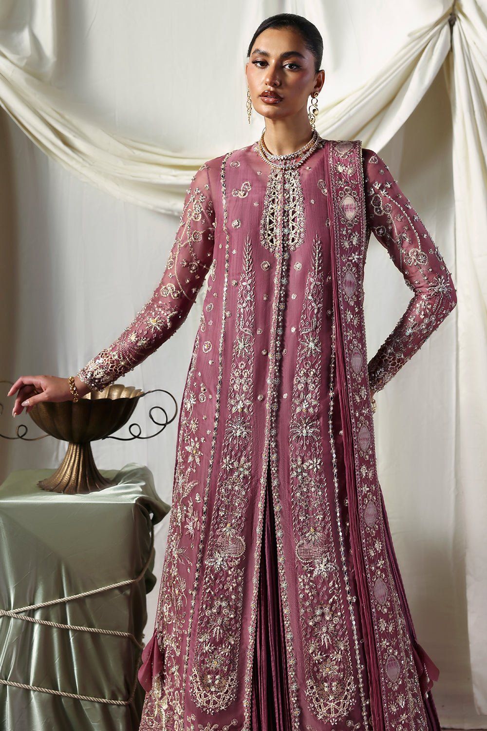 Soraya Isolde Hand Embellished Organza Party Wear Suit - Embroidered Back & Daman Silhouette Detailing | IQNAZ