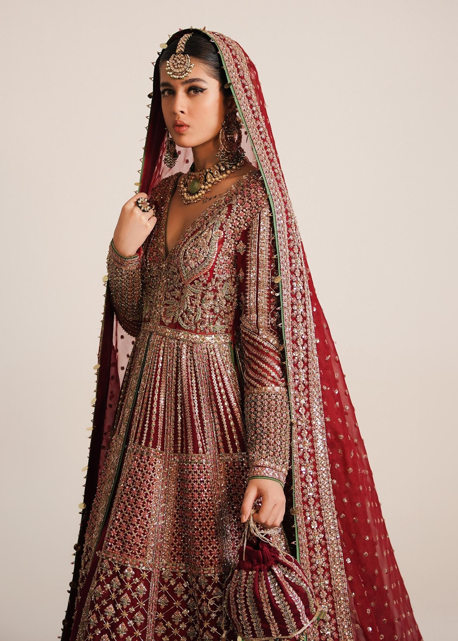 Hussain Rehar Hand Embellished Organza Party Wear Suit - Matching Bottom & Trouser Fabric Details | IQNAZ