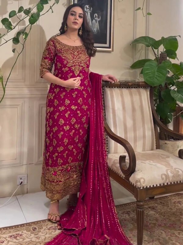 Haris Shakeel Hand Embellished Chiffon Party Wear Suit | IQNAZ