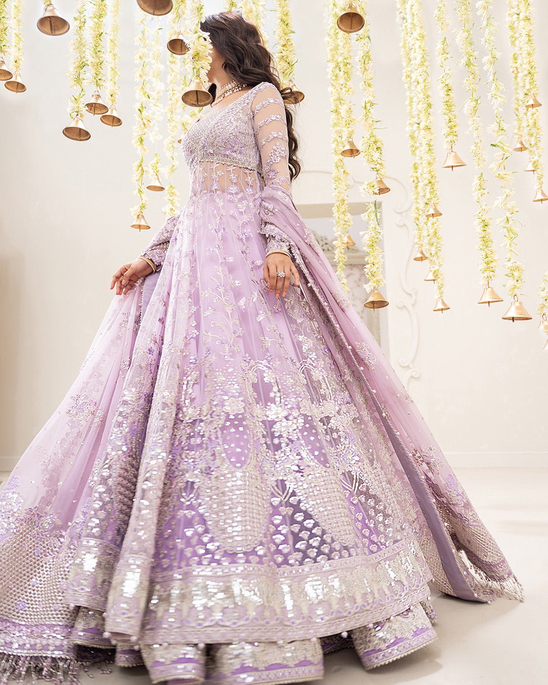 Faiza Saqlain Pinar Embroidered Chiffon Party Wear Suit - Matching Bottom & Trouser Fabric Details | IQNAZ