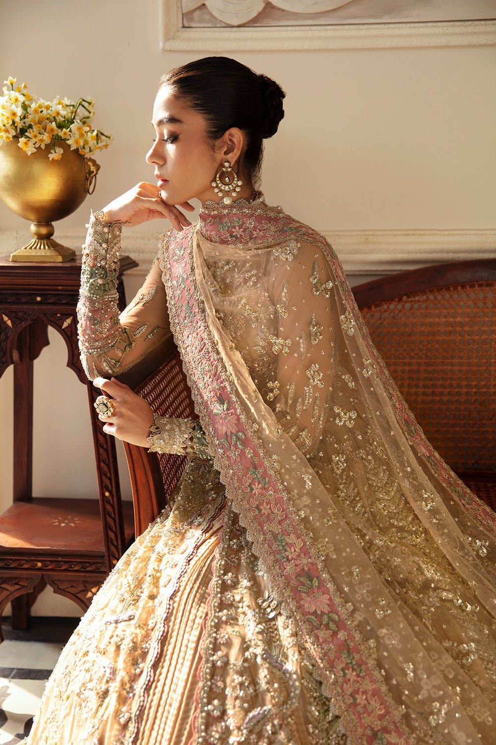 Soraya Irina Embroidered Net Party Wear Suit - Close-Up Hand Embellishment Tilla & Pearl Work | IQNAZ