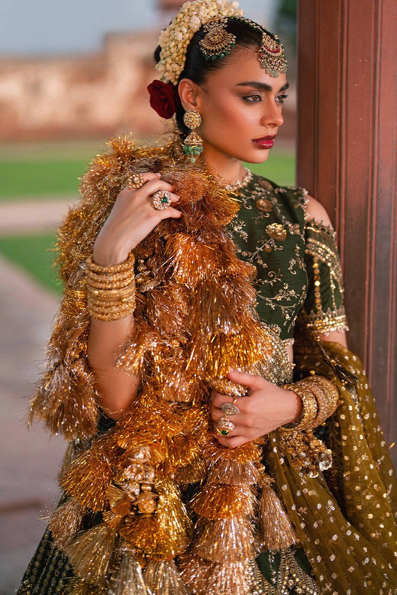 Mohsin Naveed Ranjha Afsana Hand Embellished Silk Party Wear Suit - Designer Photoshoot Gallery Angle 8 | IQNAZ Couture